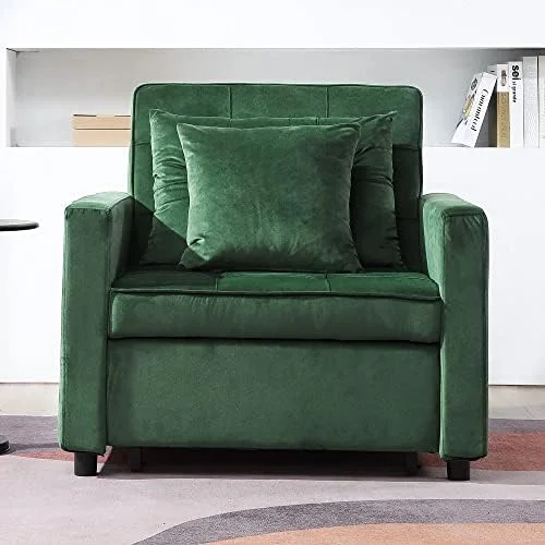 RUNFAYBIU Convertible Sofa Bed  Sleeper Sofa with Adjustable Backrest  Armchair  Sofa  Bed  3 in 1 Sleeper Chair  Single One  Yellow