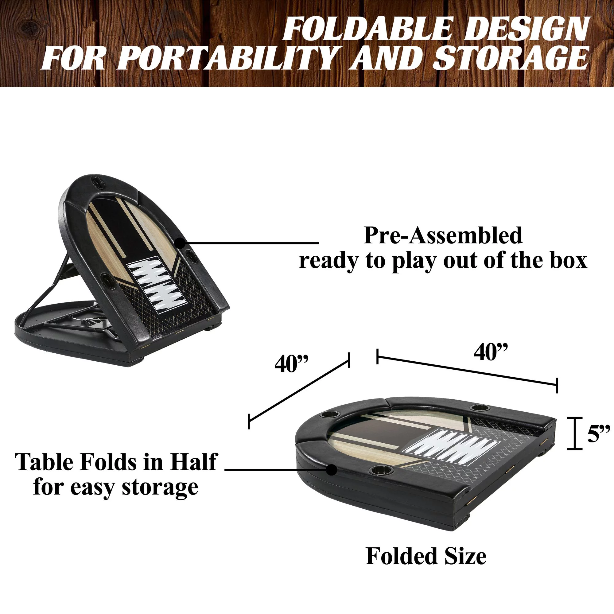 Barrington 6 Player 5 in 1 Poker and Card Game Table, Blackjack, Poker, Checker, Chess, Backgammon, Black