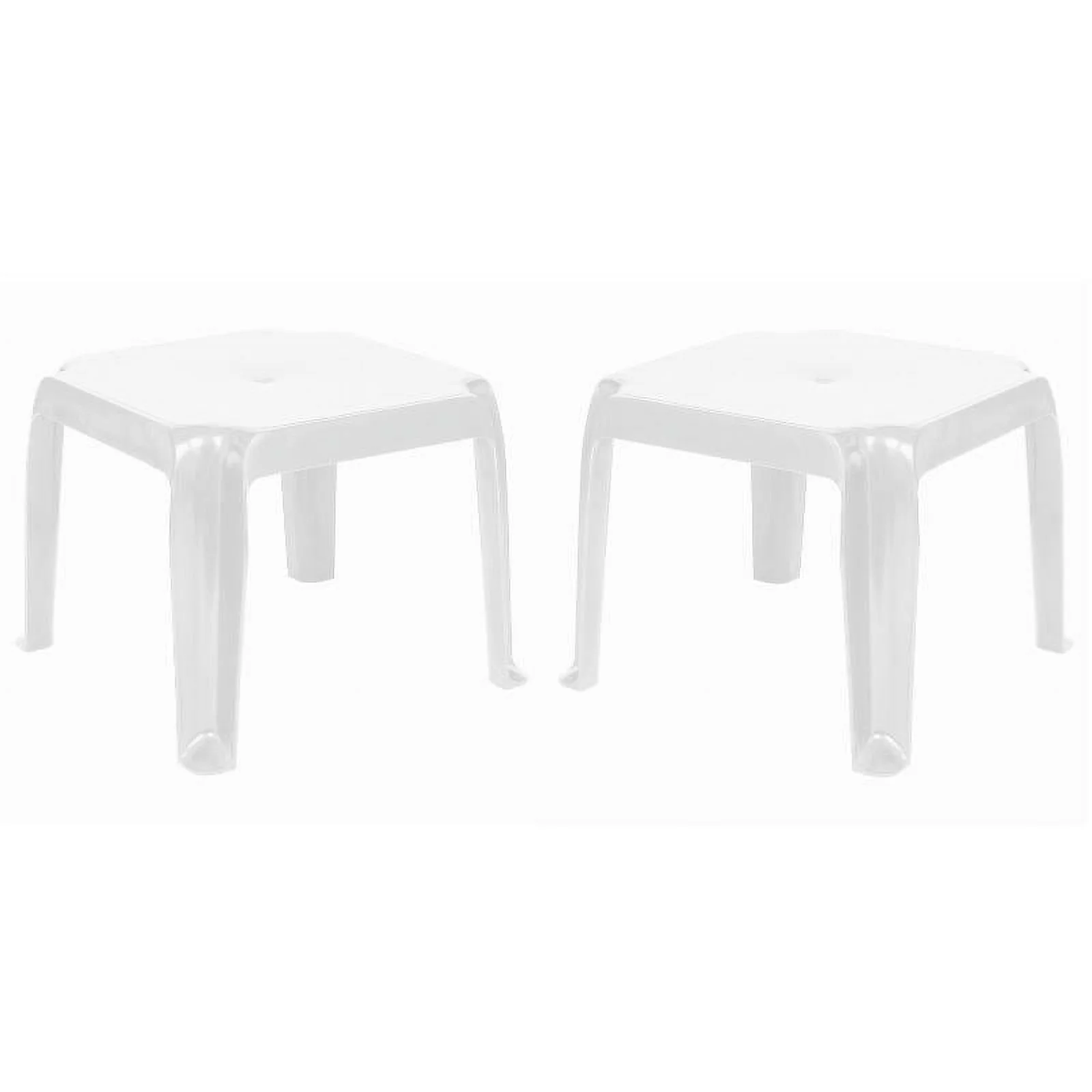 Home Square Square Resin Patio Side Table in White - Set of 2