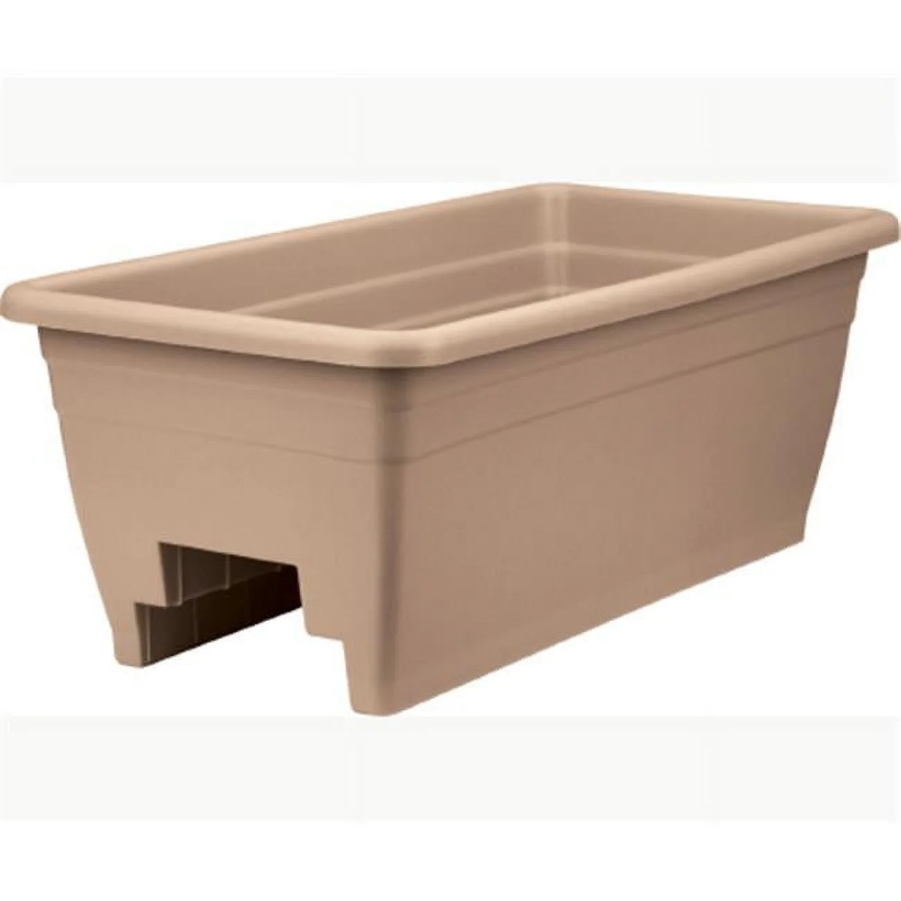 24 in. Deck Rail Plastic Box Planter, Sandstone