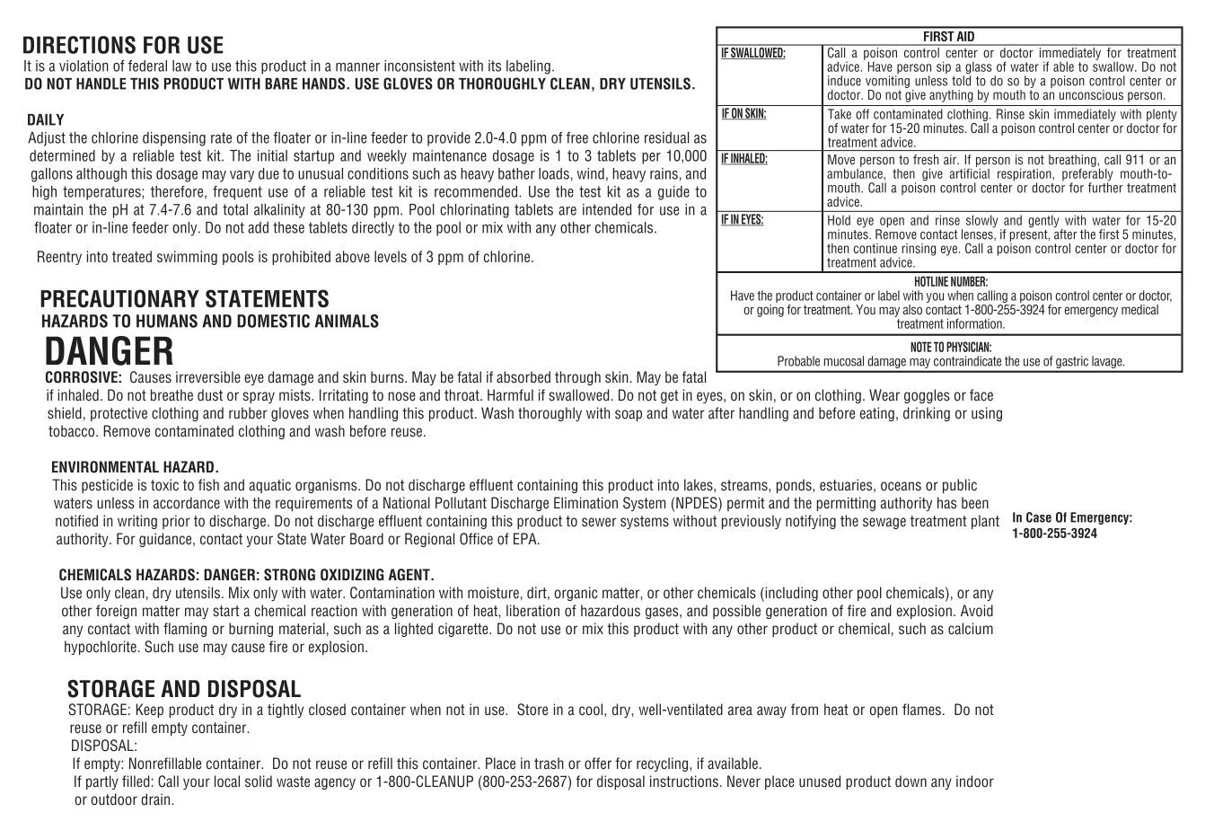 Pool Mate 3” Chlorine Tablets, 4 lbs