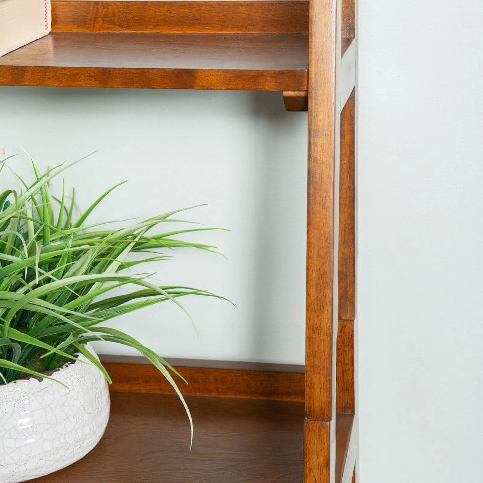 Linon Meade Mid-century Modern Ladder Bookcase White