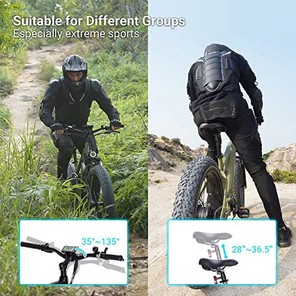 HAOQI Army Green Cheetah Electric Bike for Adults, 48V 16Ah Removable Cells Battery Ebike, 750W Brushless Motor up to 28MPH, Shimano 7-Speed, 26