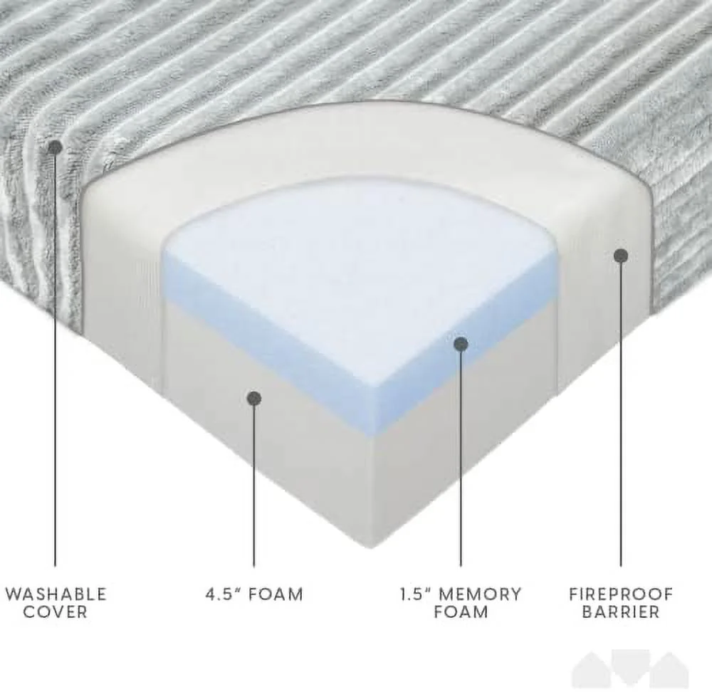 YZboomLife Tri Folding Sofa Mattress  2024 Edition  Memory Foam Foldable Mattress with Ultra Soft & Washable Ribbed Fur Cover  Twin Size (Grey)