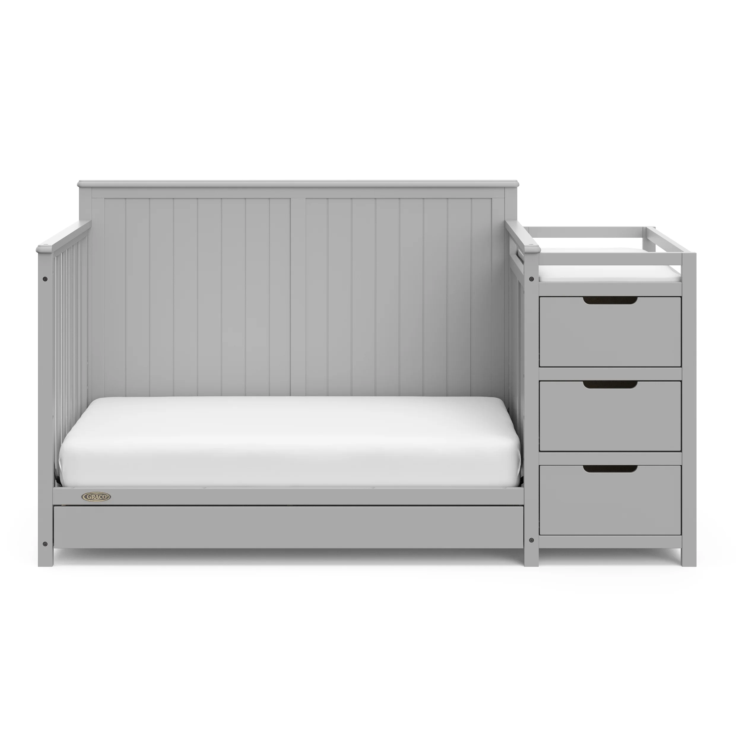 Graco Hadley 5-in-1 Convertible Crib and Changer with Drawer, Pebble Gray