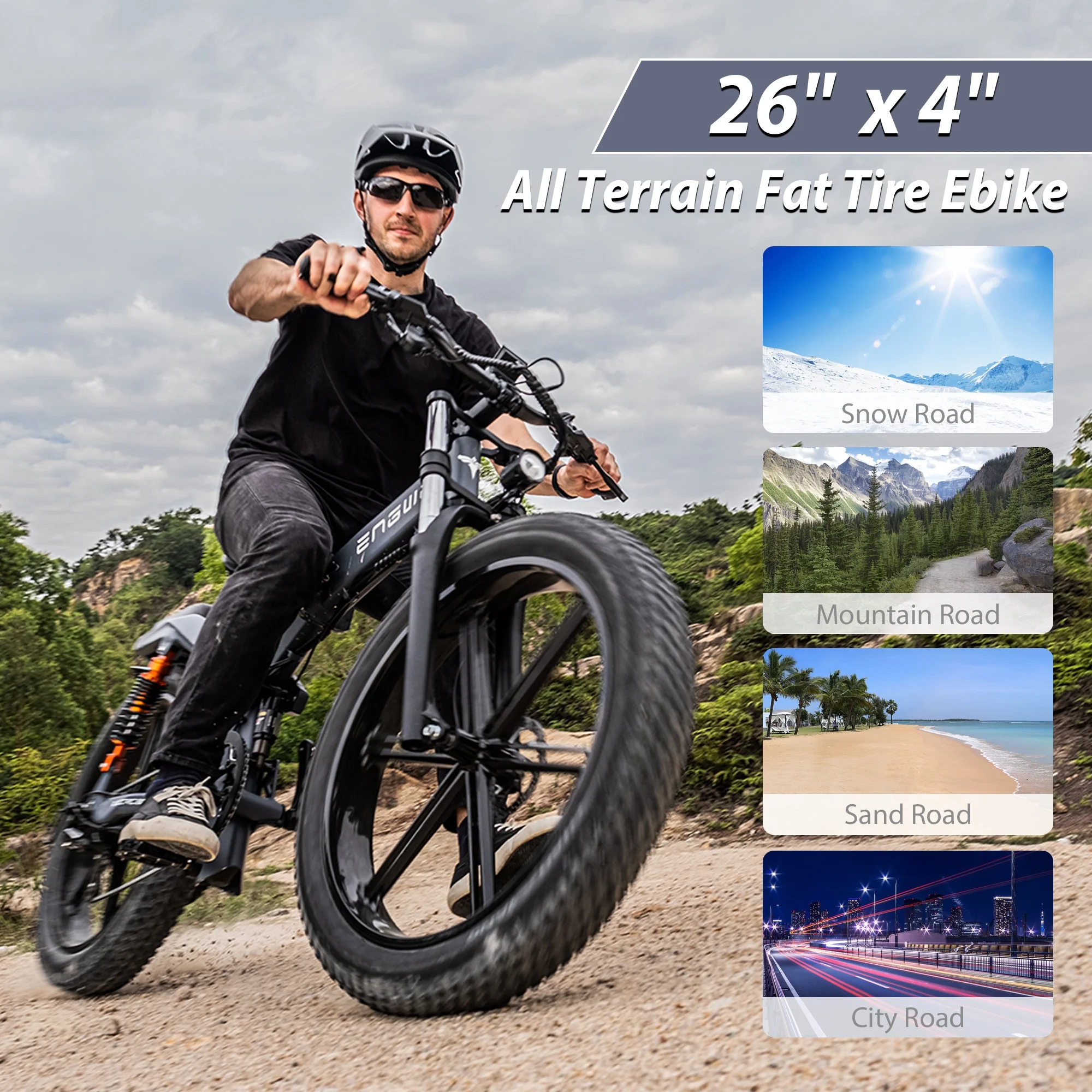 ENGWE X26 Folding e-Bike Adult - 1500W peak 29.2A battery, 26-inch rough tires e-bike, 8-speed triple suspension all-terrain