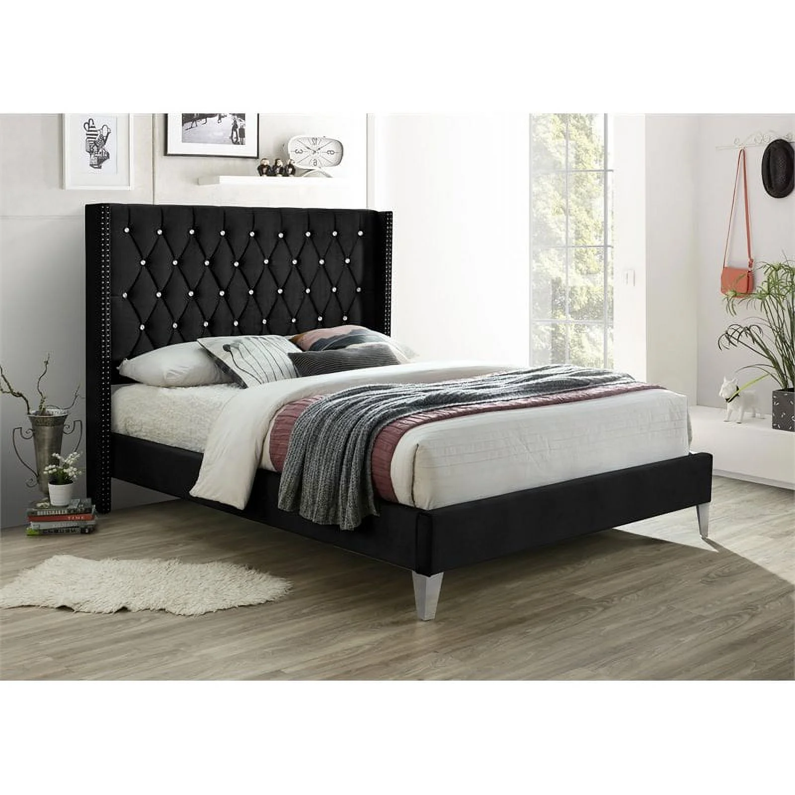Home Square 3-Piece Set with Full Bed 4-Drawer Chest Dresser & Nightstand