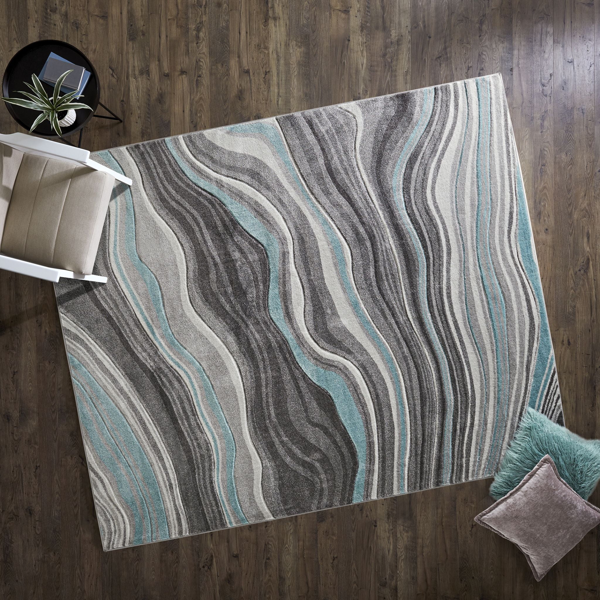 Better Homes & Gardens 8'x10' Waves Teal Indoor Area Rug