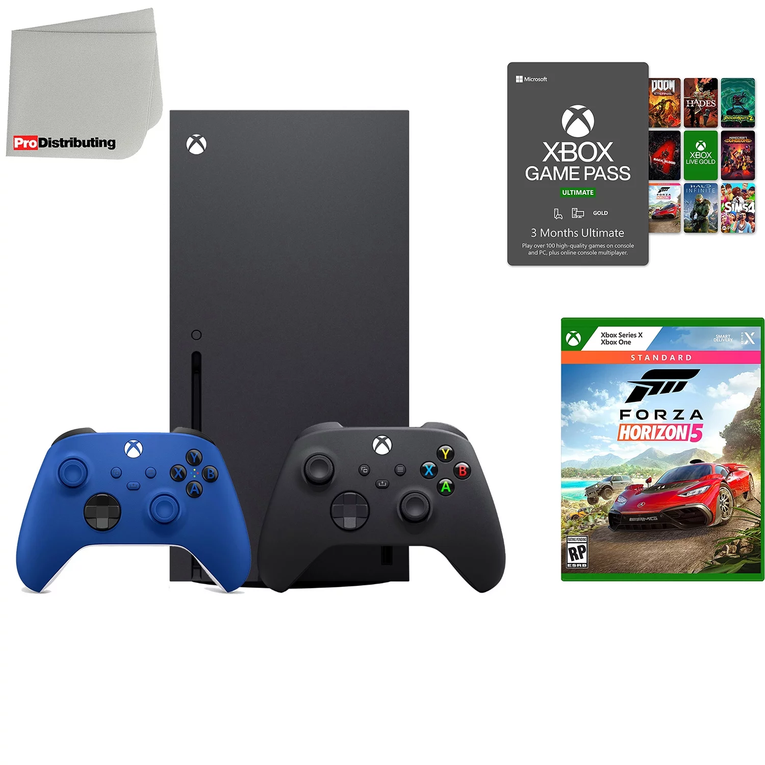 Microsoft Xbox Series X 1TB Video Game Console with Extra Wireless Controller - Shock Blue - Forza Horizon 5 Standard Edition, 3-Month Game Pass Ultimate and Microfiber Cleaning Cloth