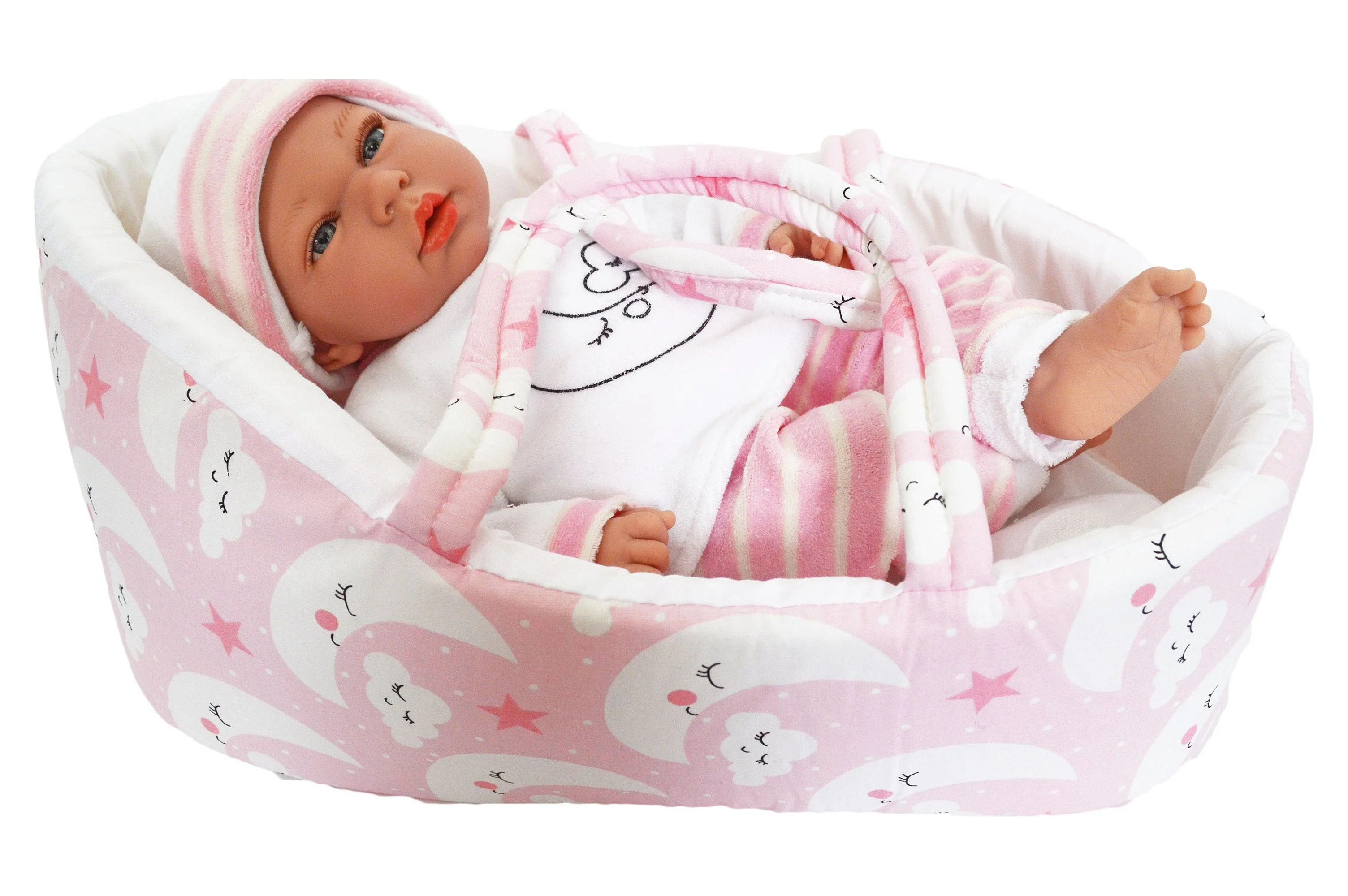 Ann Lauren Dolls 15 inch Baby Girl Doll with Bassinet