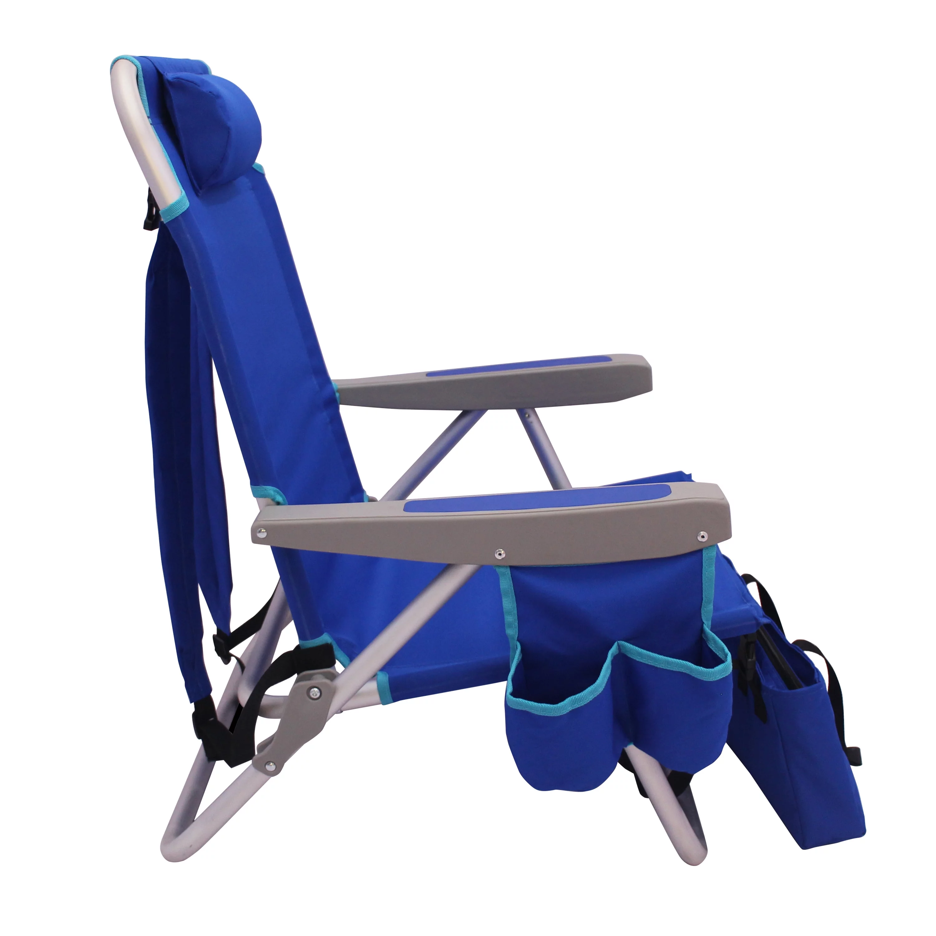 2-Pack Mainstays Reclining Beach & Event Backpack Chair with Cooler Bag Blue