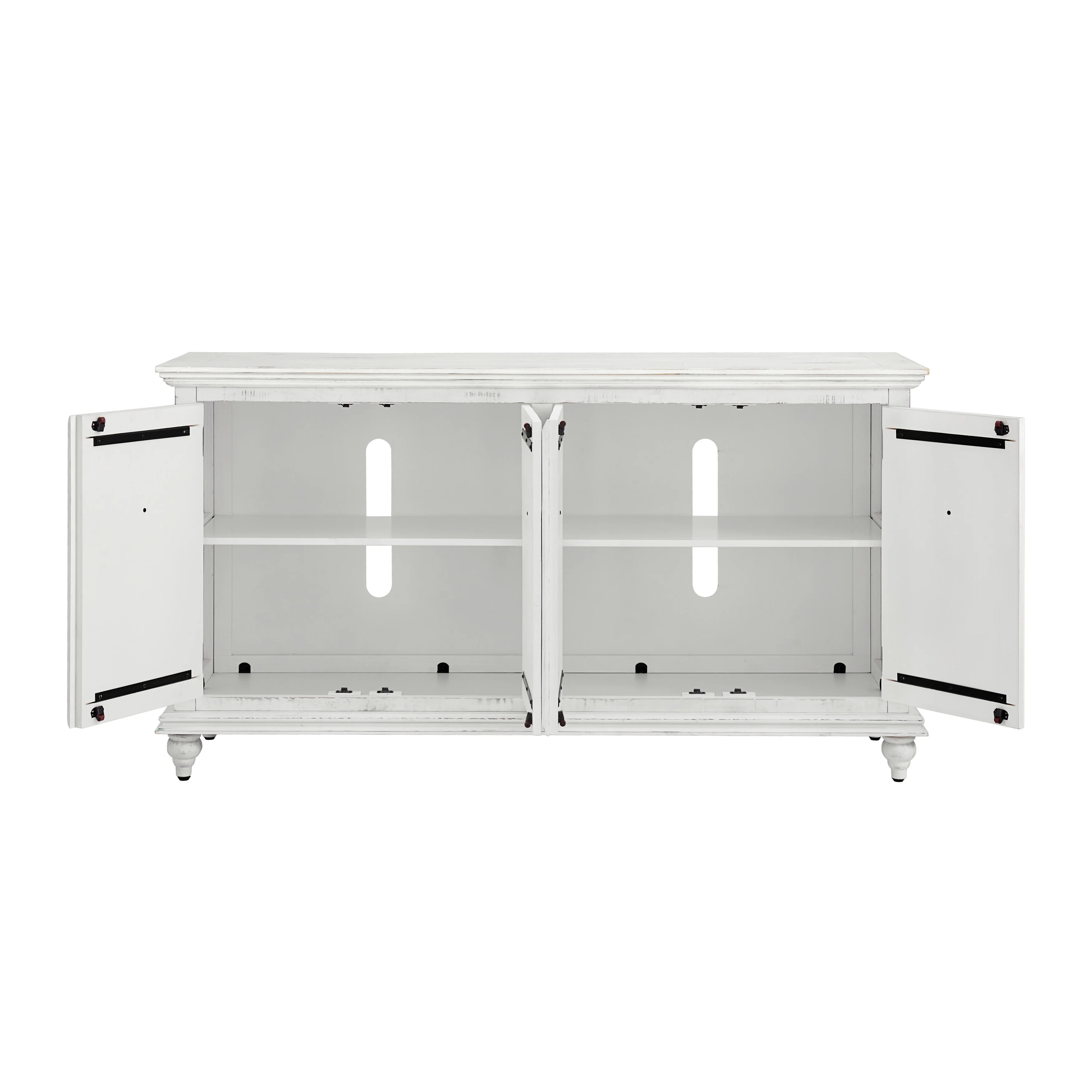 Central Park 65-inch Solid Wood 4-door TV Stand Console - 35 inches high x 65 inches wide x 18 inches deep Rustic-White
