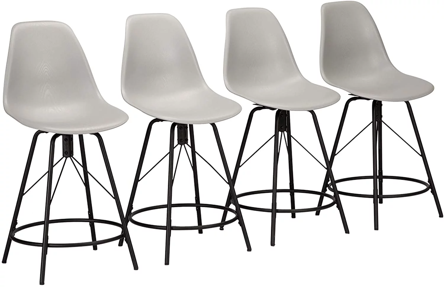 U-ToBe  30inch Mid Century Swivel Barstools Set of 4 with Back, Modern Counter Bar Height Stools Armless Bar Chairs Side Chair-White