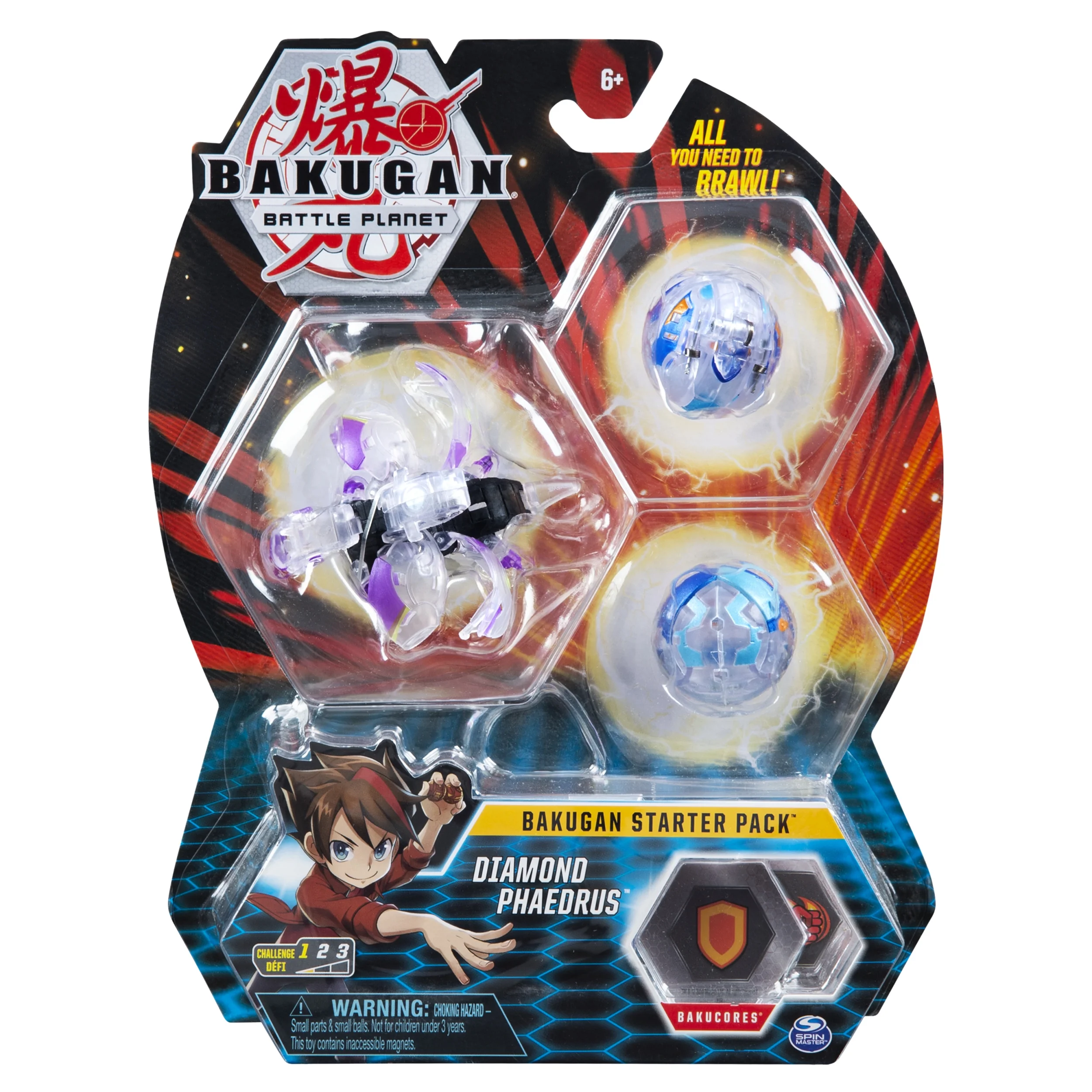 Bakugan Starter Pack 3-Pack, Diamond Phaedrus, Collectible Action Figures, for Ages 6 and Up