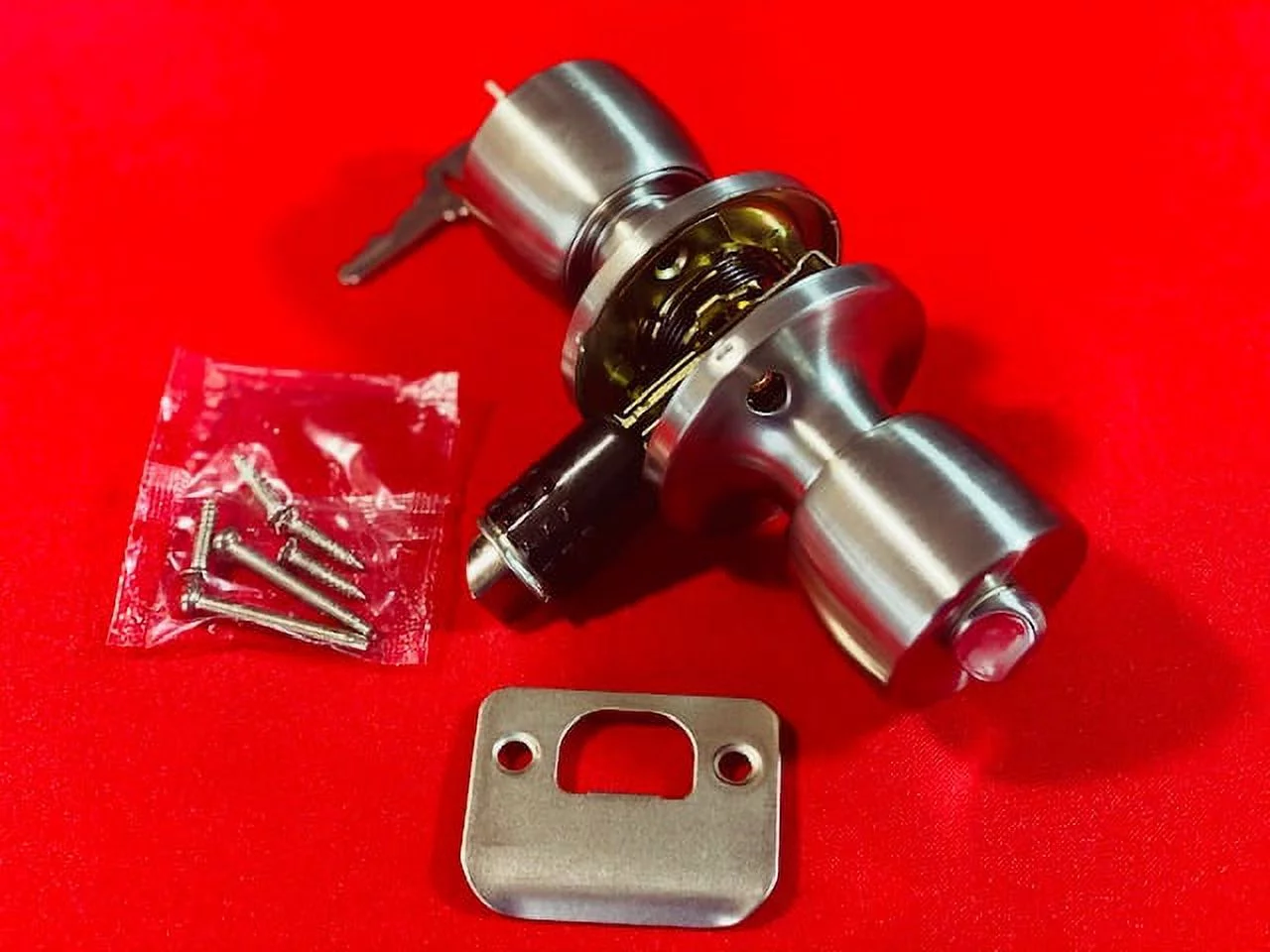 Mobile Home Interior Keyed Privacy Door Knob Handle Stainless Steel 2 Keys