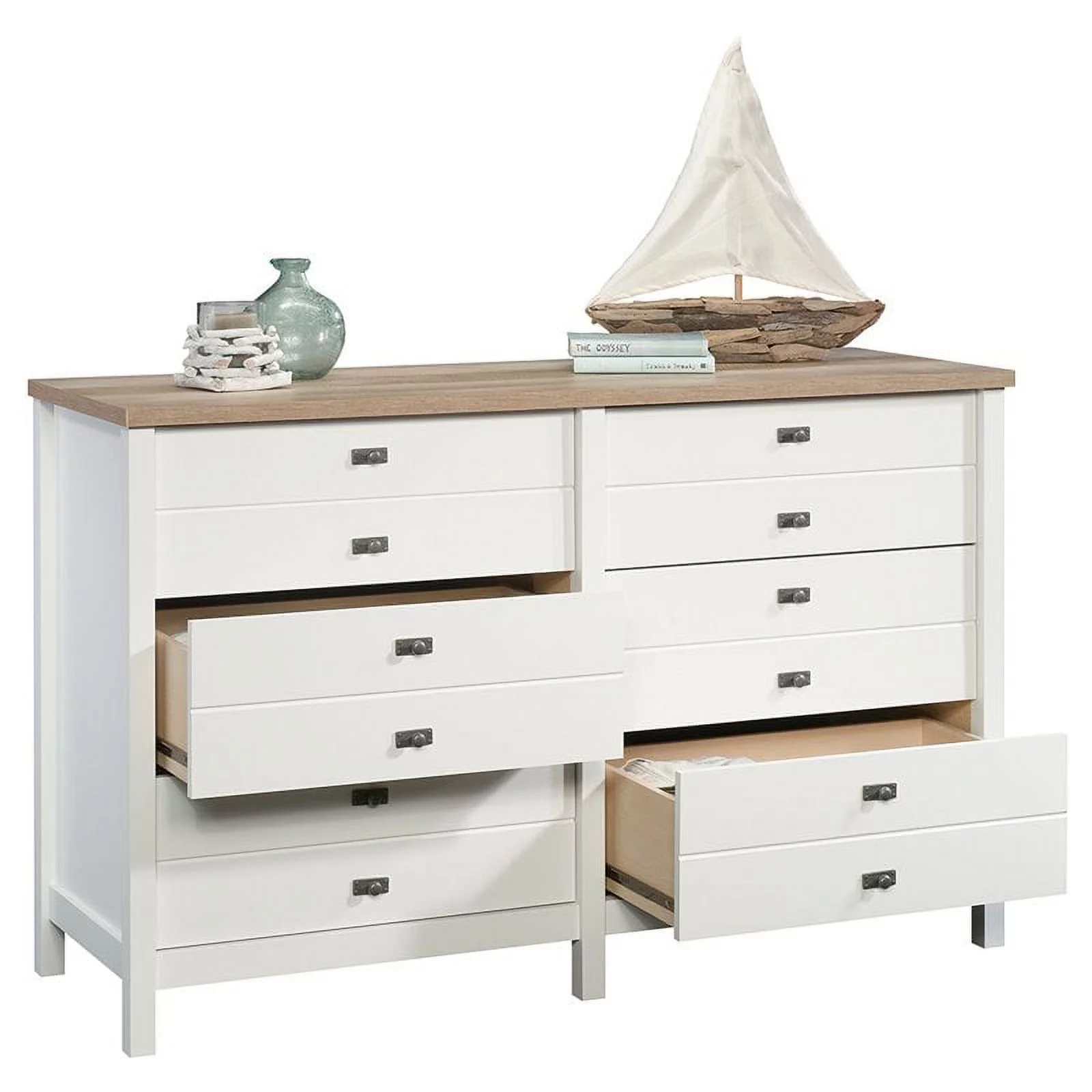 3 Piece Bedroom Set with Dresser Chest and Nightstand in Soft White