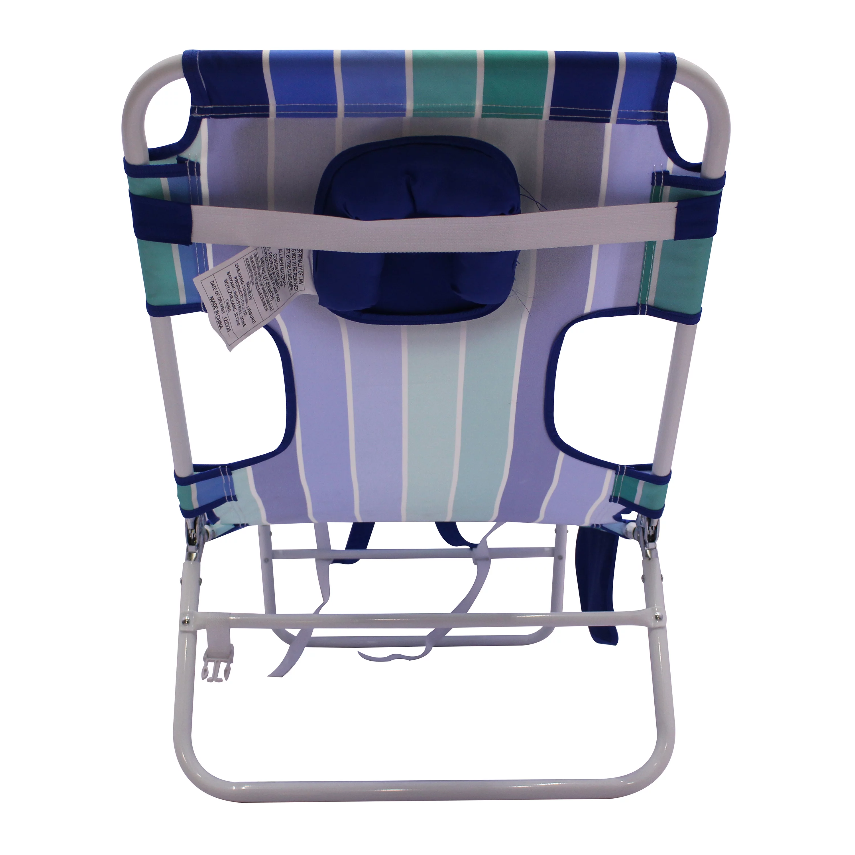 2-Pack Mainstays Folding Backpack Face-Down Beach Lounger, Blue & Green Stripe