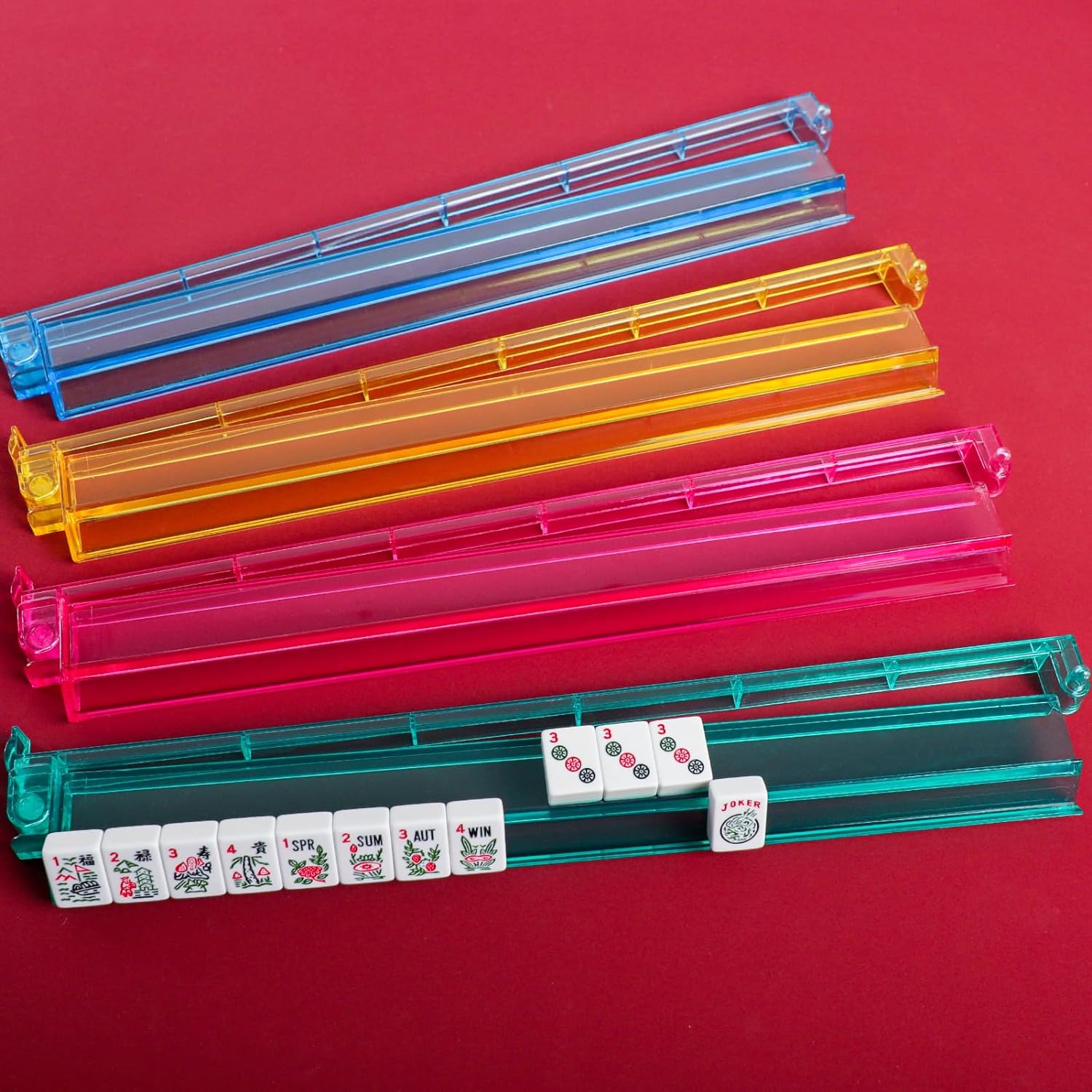 American Mahjong Set,Red Bag,166 Mahjong Sets,4 All-in-One Rack/Pushers,Mahjong Tiles Set with Manual (Mah-Jongg,Majiang)