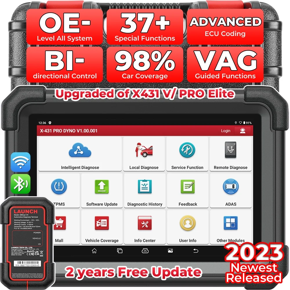 LAUNCH X431 PRO DYNO Car Diagnostic Scan Tool Bi-directional All-System Scan, CANFD DOIP, 37+ Services, ,2 Year Free Update