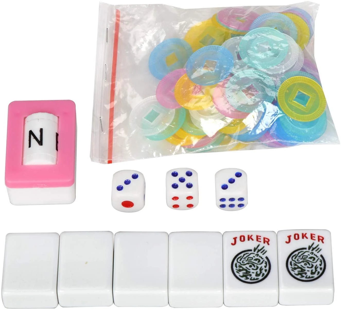 ZENSTYLE American Mah Jongg Mahjong 166 Tile Set with 4 All-in-One Rack/Pushers,Soft Bag