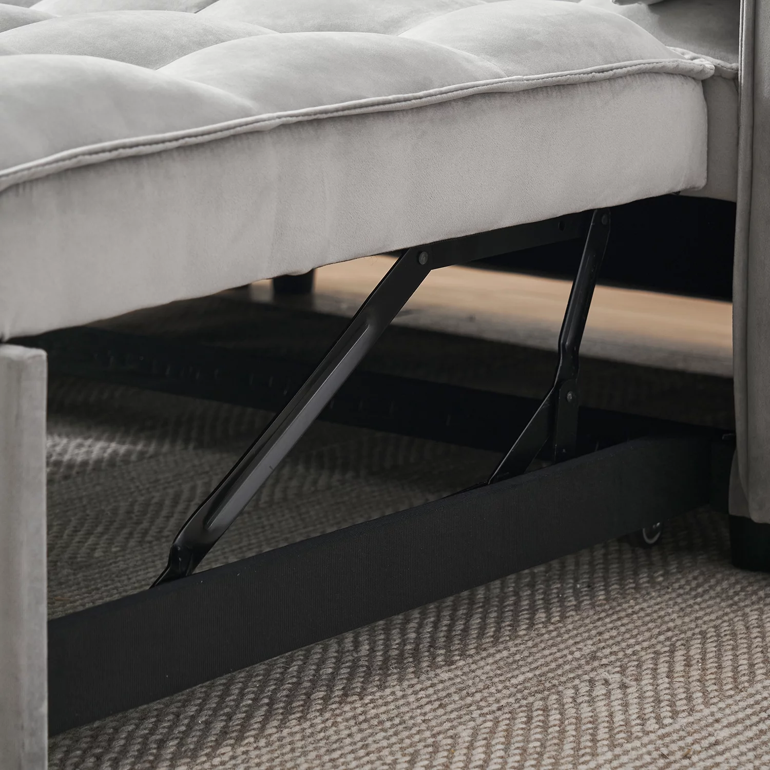 Tzicr 55.5'' 3-in-1 Convertible Sleeper Sofa Bed, Modern Velvet Loveseat Futon Couch Pullout Bed with Adjustable Backrest, Side Storage Pockets and Pillows. (Grey)