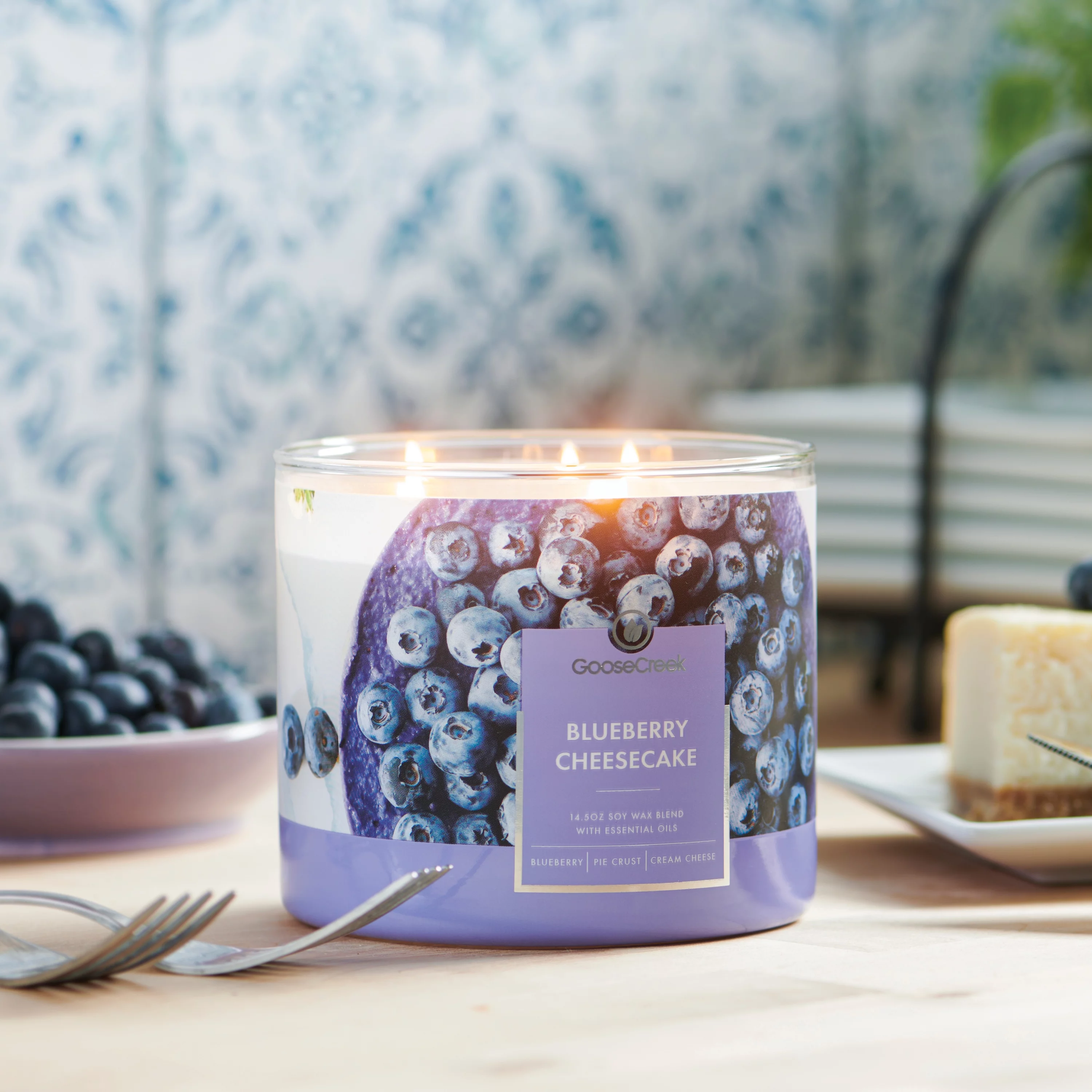 Goose Creek, Blueberry Cheesecake Scented 3 Wick Jar Candle, 14.5oz, Sweet