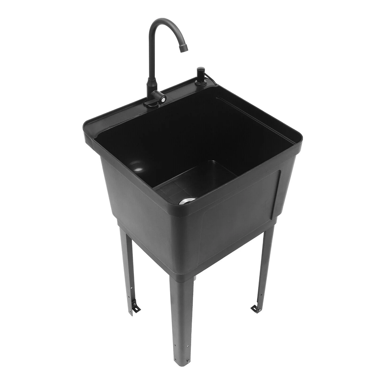 Black/White Laundry Utility Sink Tub Sink Freestanding Wash Station with Faucet White/Black