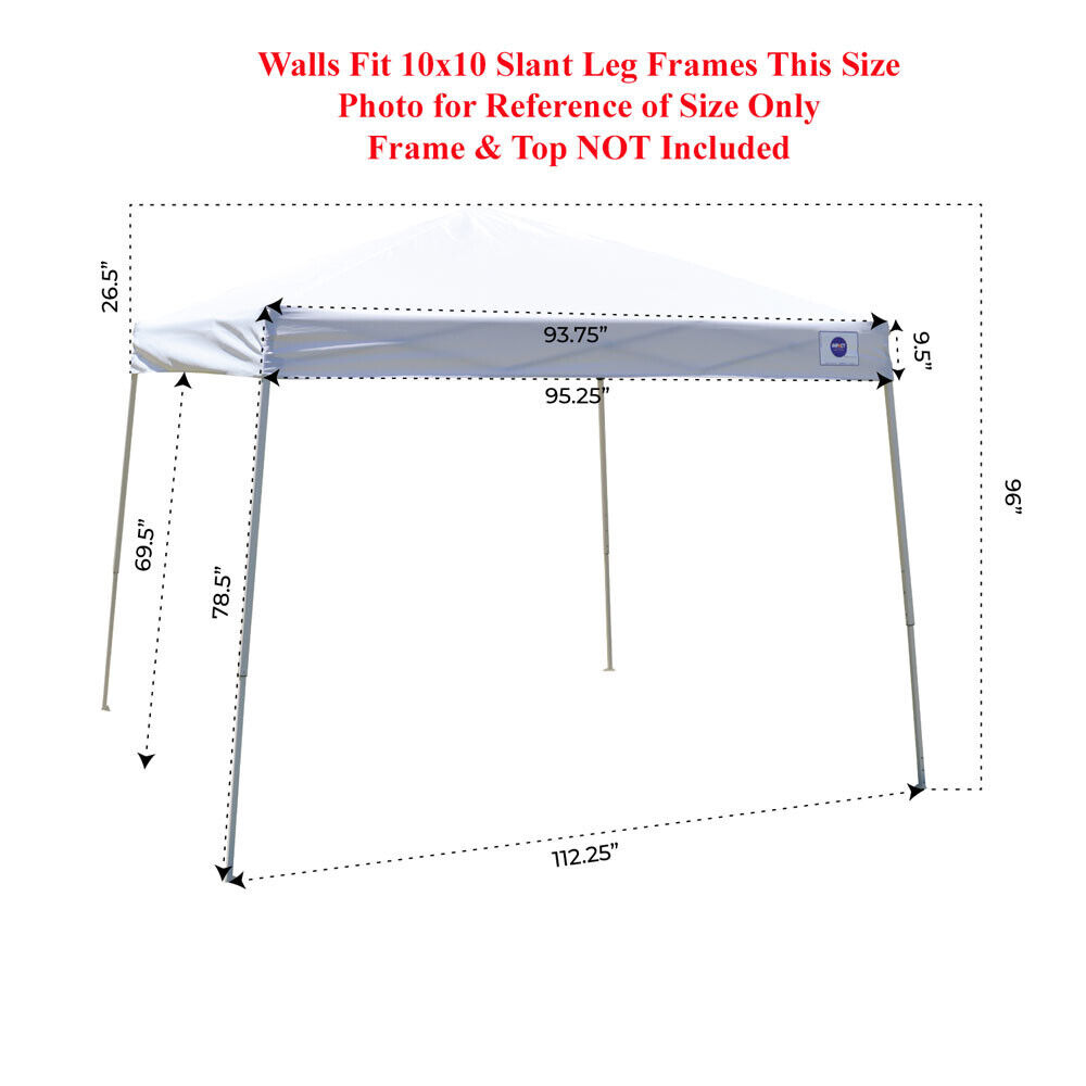 10x10 Pop Up Canopy Tent Slant Leg Mesh Screen Sidewalls Mosquito Net Walls