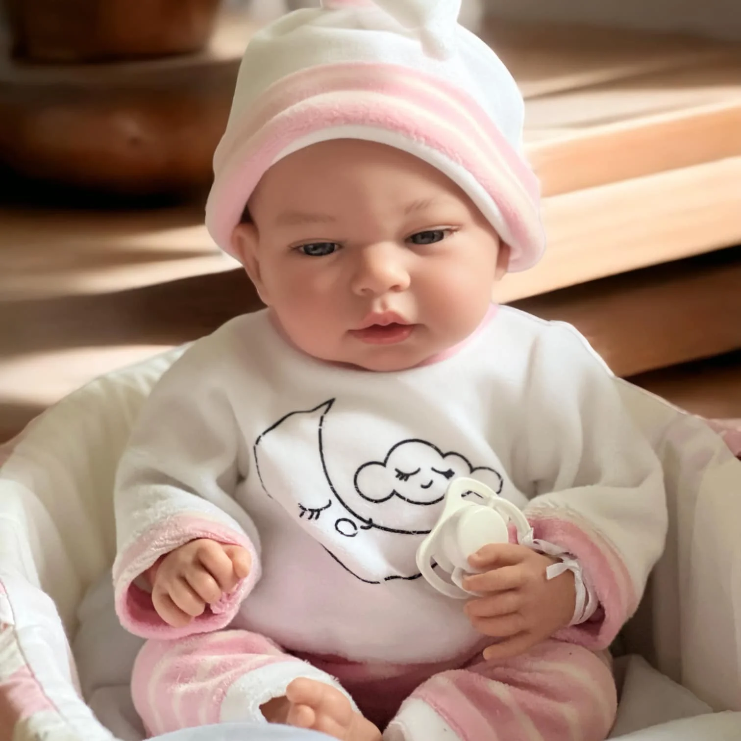 Ann Lauren Dolls 15 inch Baby Girl Doll with Bassinet