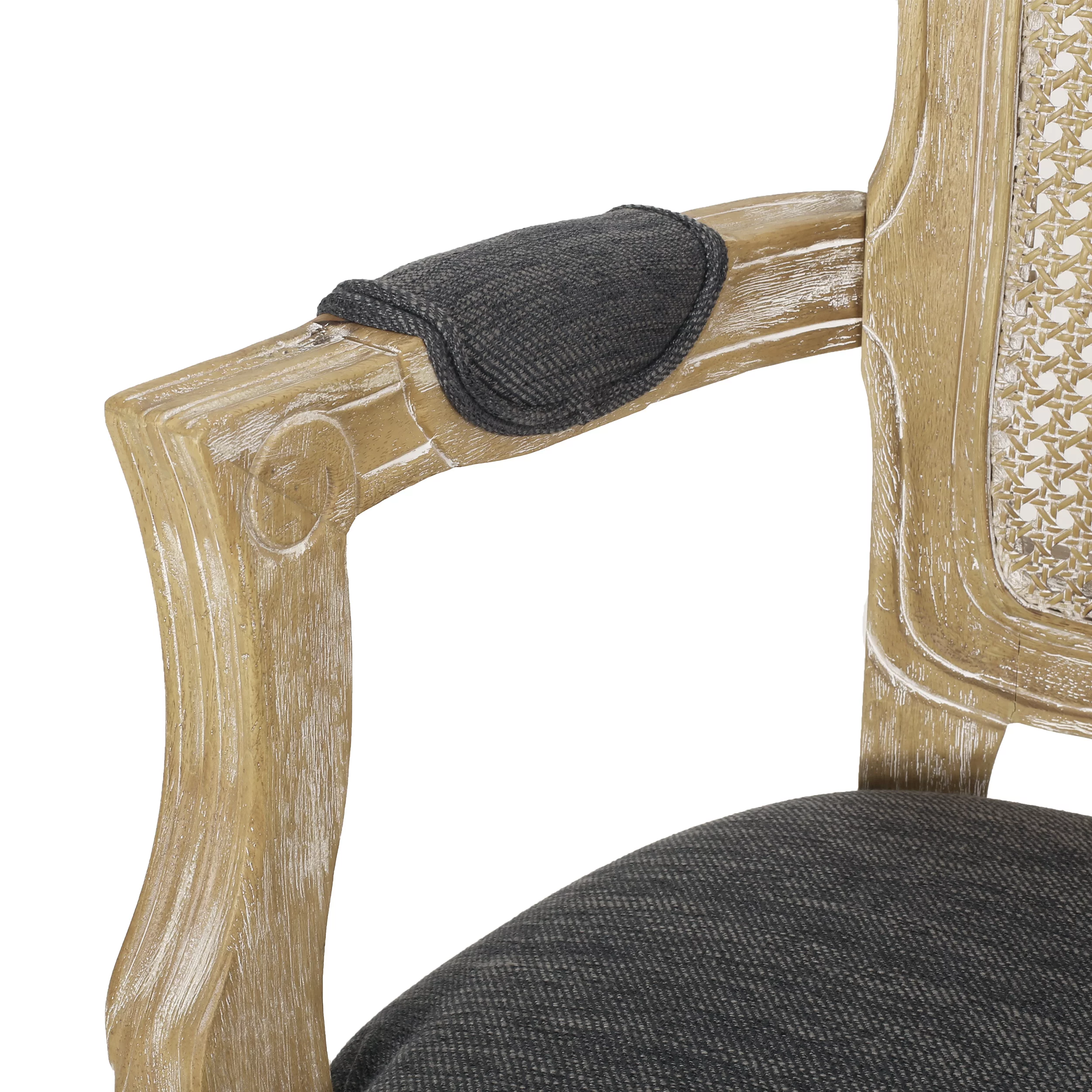 Wistar French Country Wood and Cane Loveseat, Charcoal and Natural