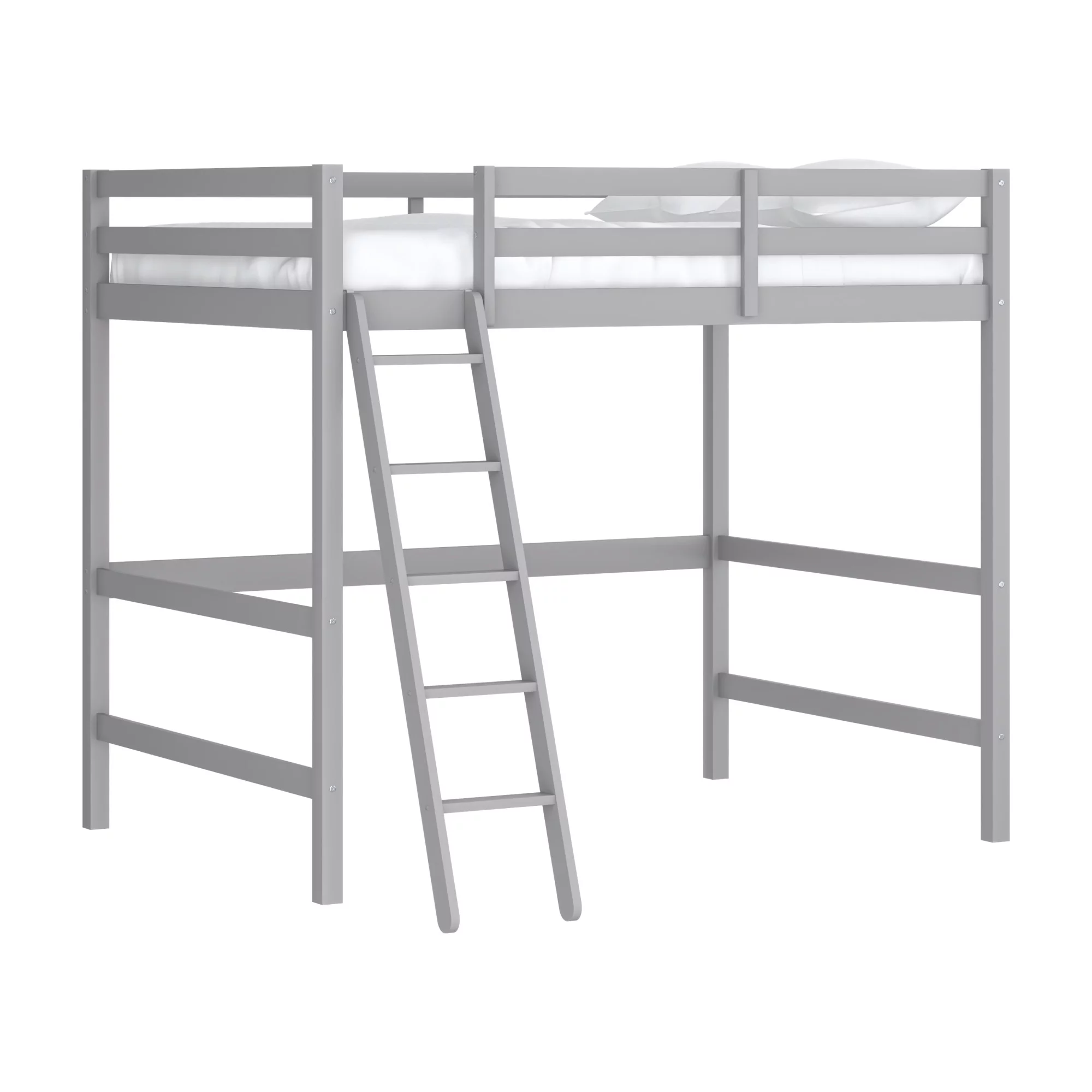 Hillsdale Campbell Wood Full Loft Bunk Bed with Ladder, up to 350 lbs Capacity, Gray