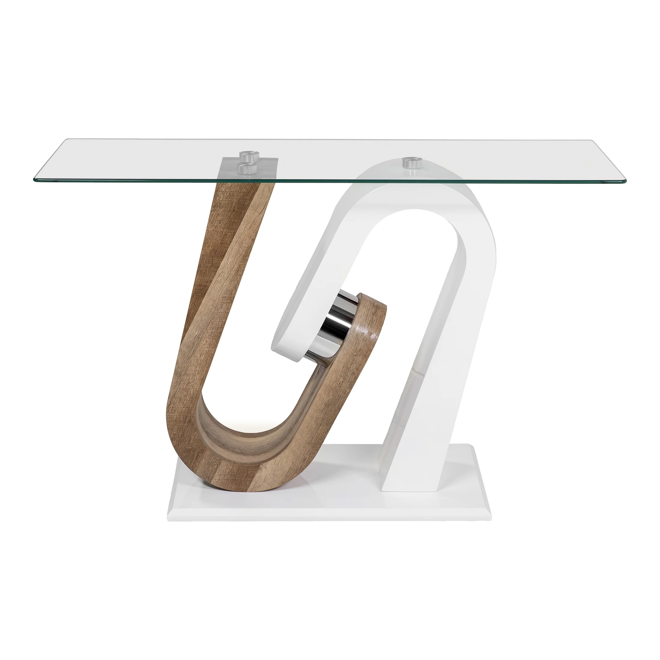 Furniture of America Lyela Glass Top Sofa Table, White