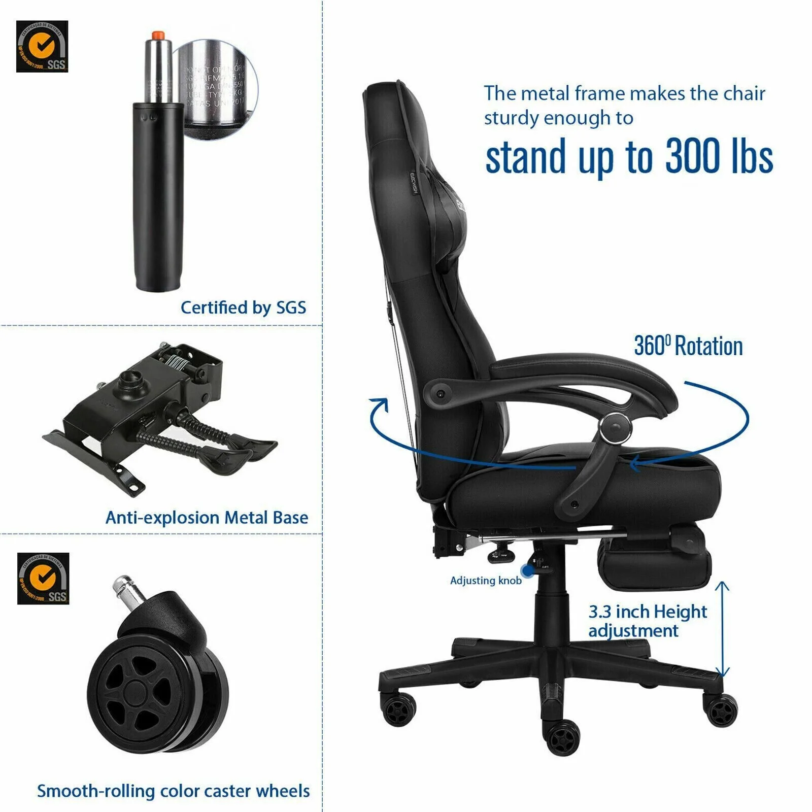 ELECWISH Gaming Chair Ergonomic Computer Office Chair Recliner Swivel Seat