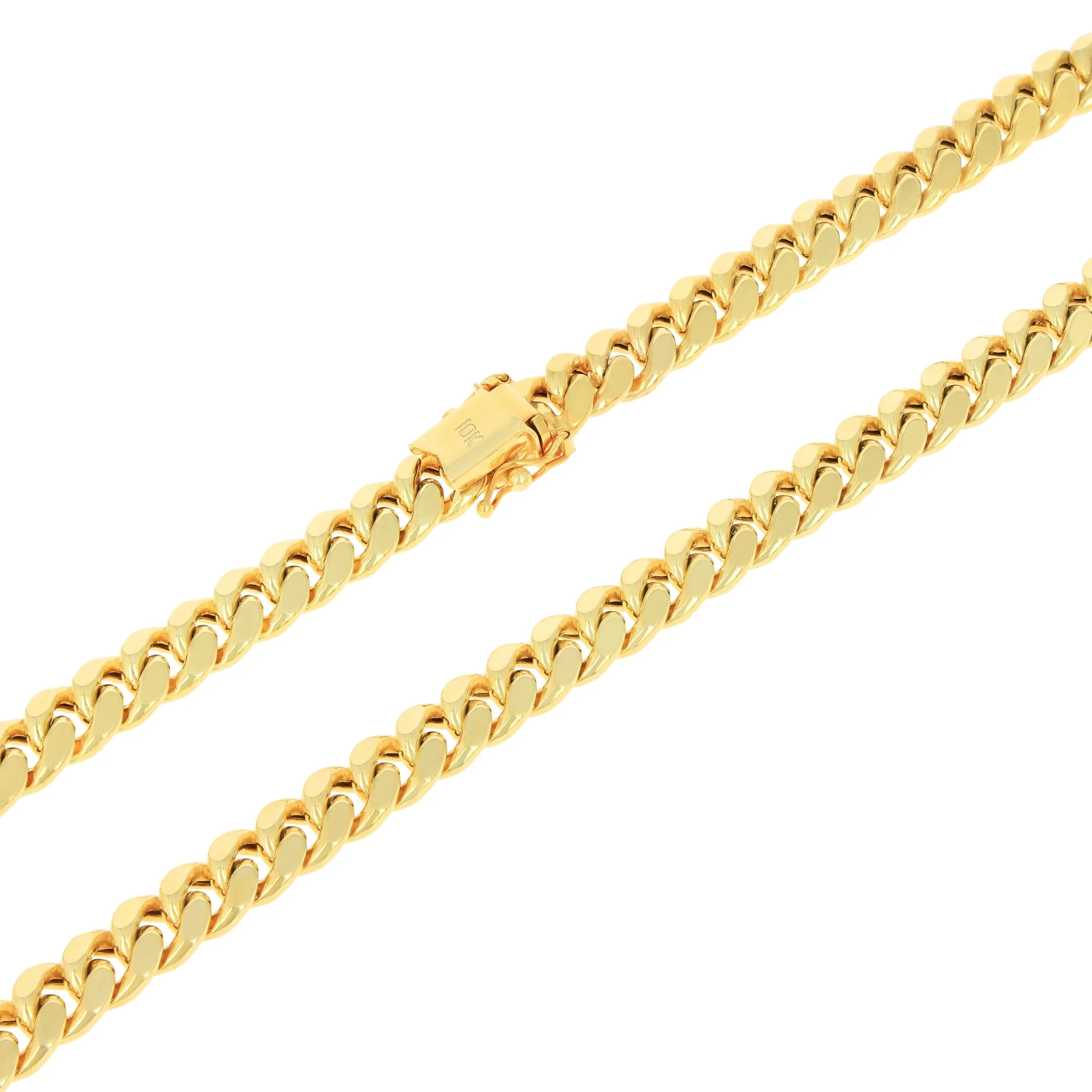 Nuragold 10k Yellow Gold 7.5mm Miami Cuban Link Chain Necklace, Mens Womens Jewelry Box Clasp 16
