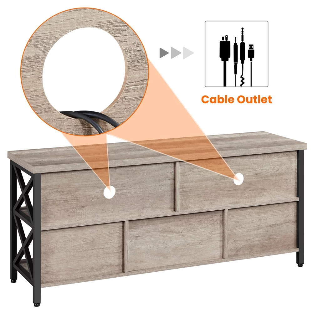 SmileMart Modern Industrial TV Stand for TVs up to 65 Inch with Storage, Gray