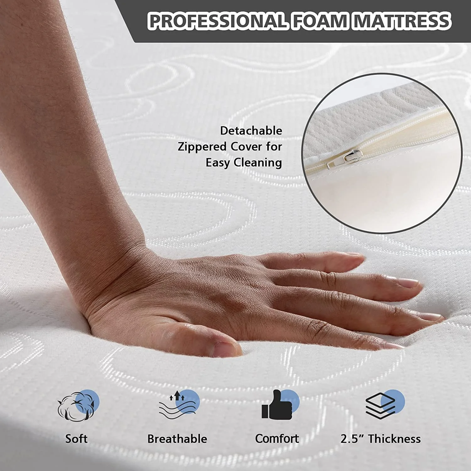 Ottoman Folding Bed, Fold Out Sleeper Bed with Mattress, Convertible Chair into Sofa Bed, Couch Sleeper w/Steel Frame, Dual Use Guest Bed Lounge Bed, Living Room Bedroom Office (Grey)