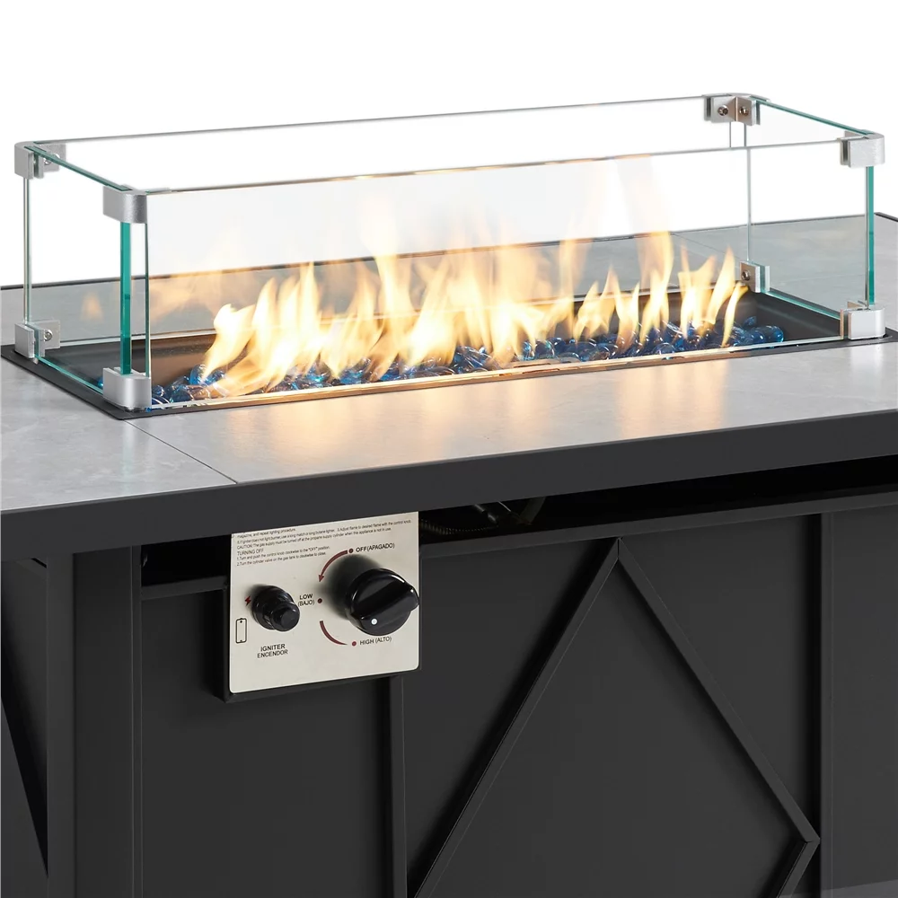 Yaheetech 23.5'' L x 7.5''W Rectangle Gas Fire Pit Wind Guard, Clear
