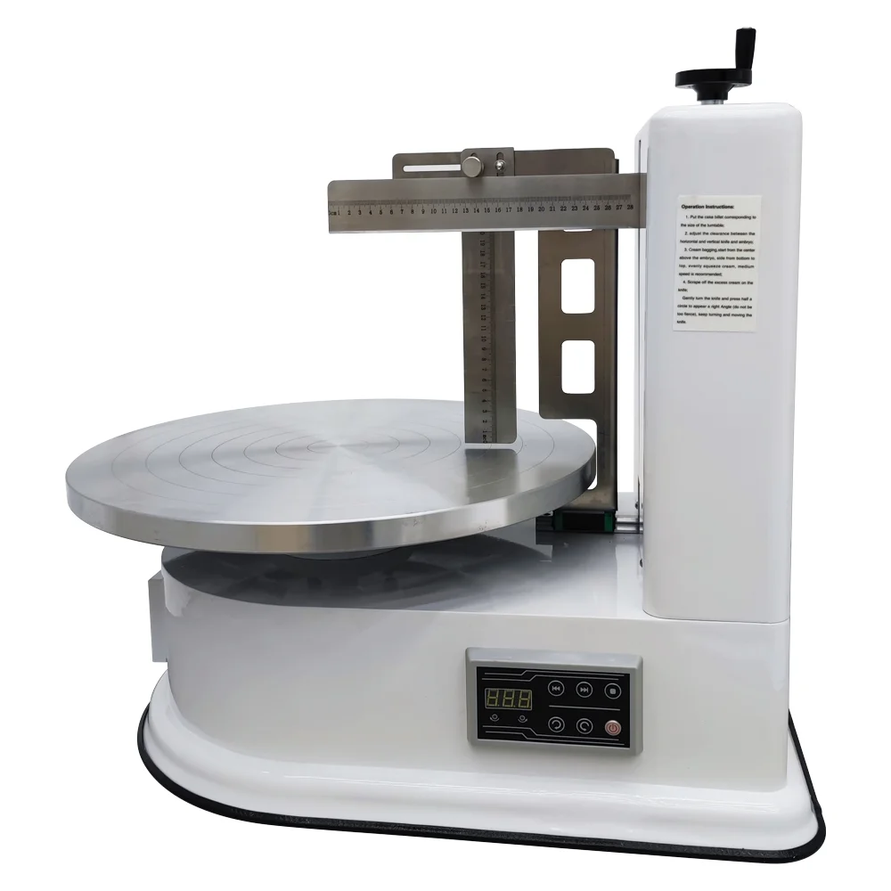 INTSUPERMAI Electric 4-16inch Cake Cream Spreading Coating Smearing Machine White Digital Display
