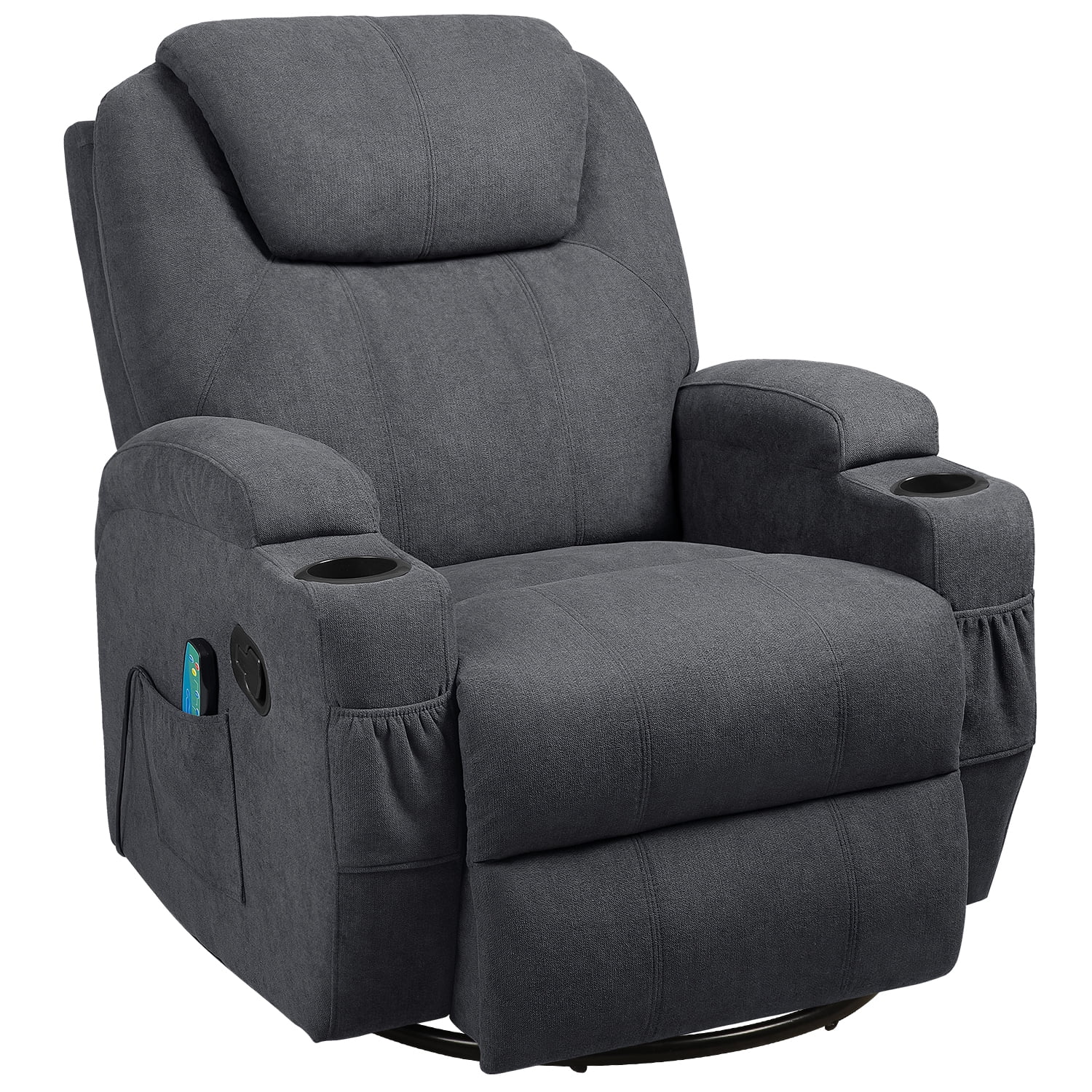 Lacoo massage chair with huge headrest and thick armrests, fabric,grey