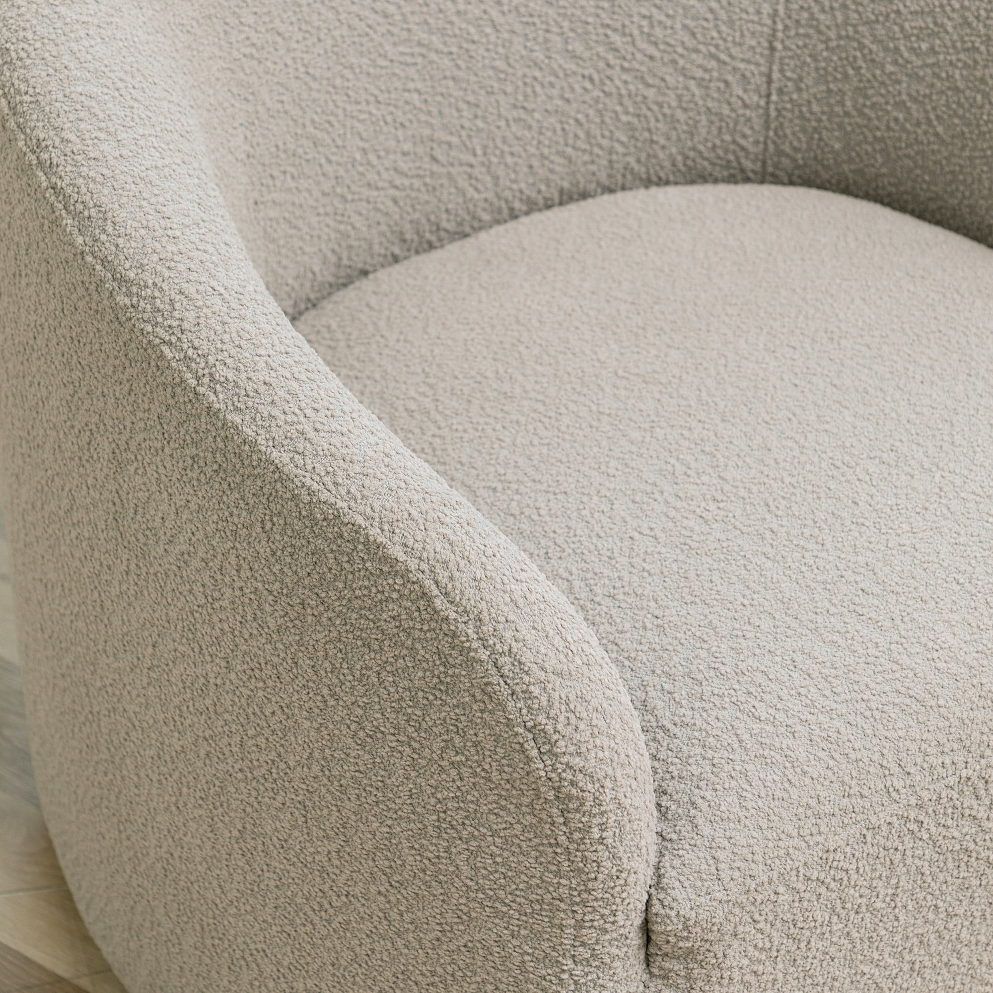 KINWELL Boucle Upholstered Swivel Barrel Chair