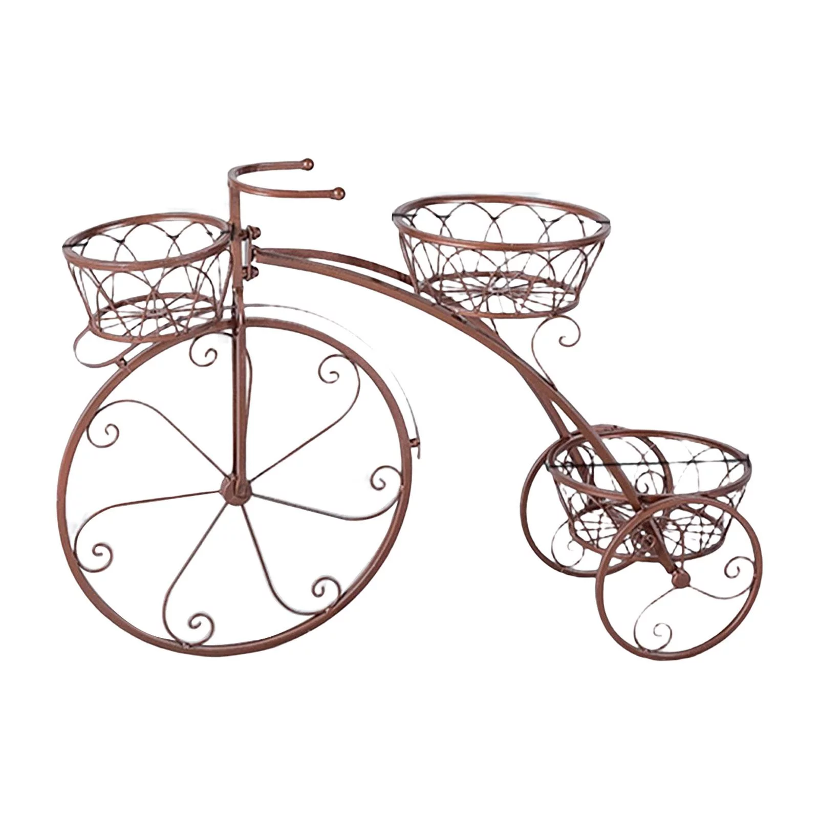 European Style Flower Rack, Cart Holder, Bookshelf Flower Pot Multipurpose Plant Stand for Patio Balcony Fence Home Decoration Copper