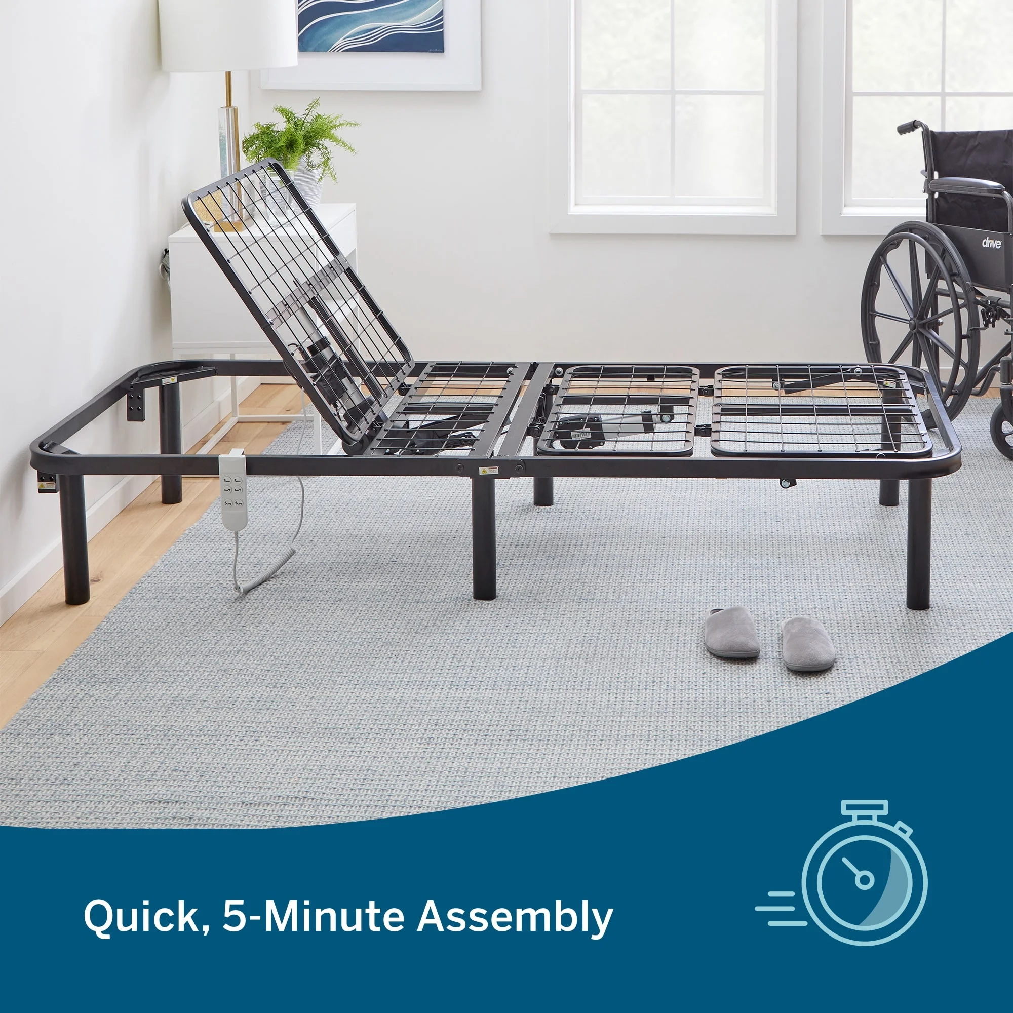 Lucid Basic Remote Controlled Steel Adjustable Bed Base, Twin XL