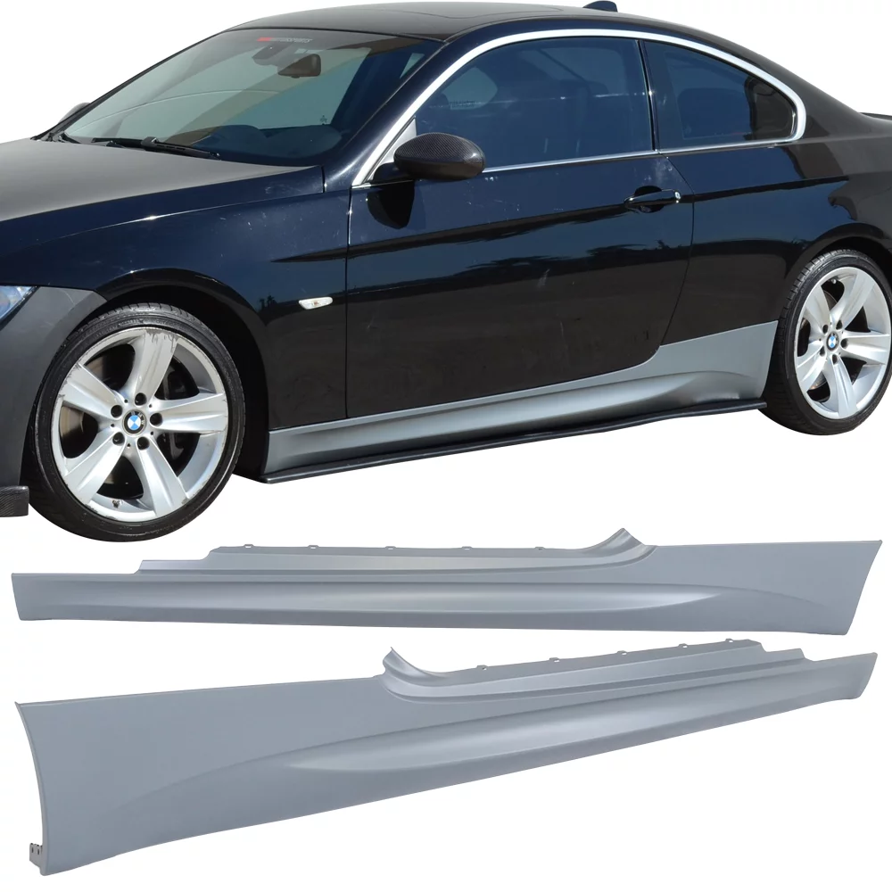Ikon Motorsports Compatible with 07-13 BMW E92 E93 3-Series 2Dr M3 Style Side Skirts Extension Panels Pair