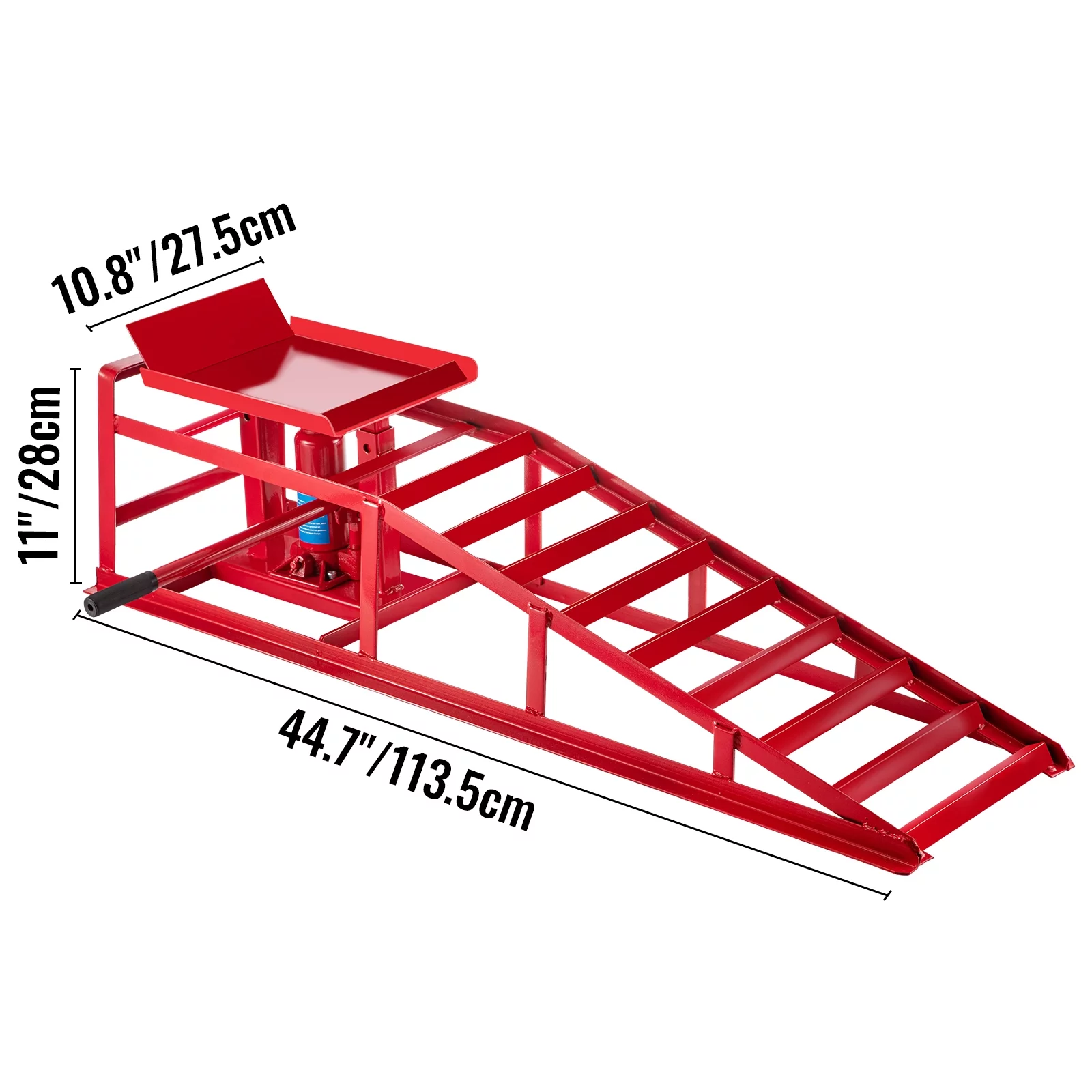 VEVORbrand Hydraulic Vertical Car Ramps 5500lbs2.5T , Auto, Truck Service Ramp Hydraulic Lift Heavy Duty Steel Low Profile w/ Hydraulic Jack, Red 1 Piece
