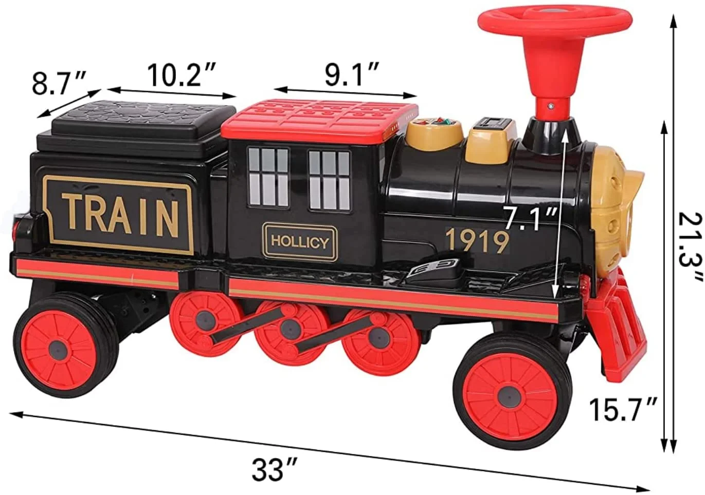 Increkid Kids Ride on Train 12V Electric Train 2 Seater Ride on Toy with Light, Music