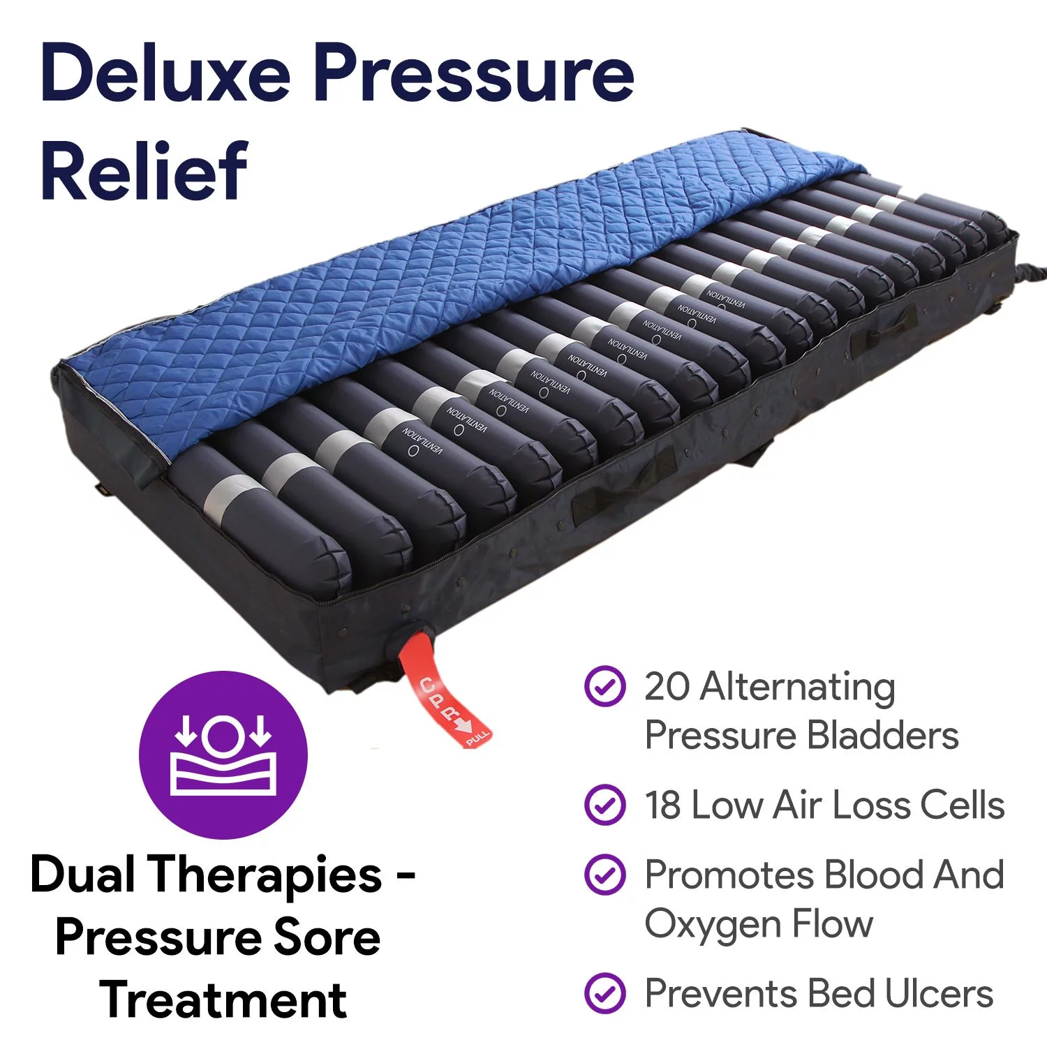 Proheal Low Air Loss Alternating Pressure Air Mattress with Pump - 36” x 80” x 8