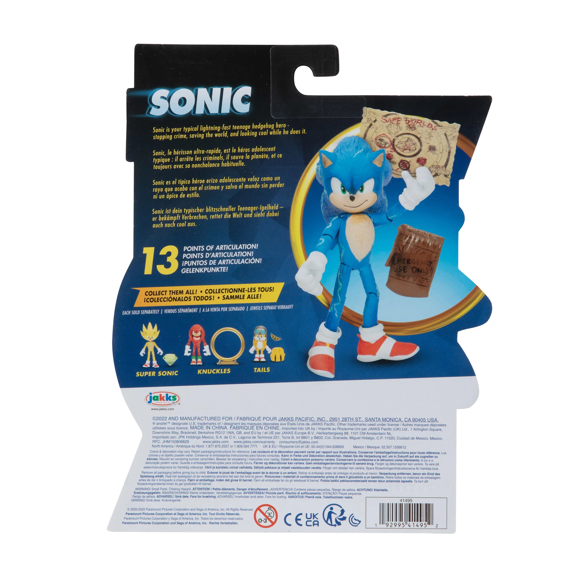 Sonic 2 Movie 4 Inch Figures Sonic with Map & Pouch