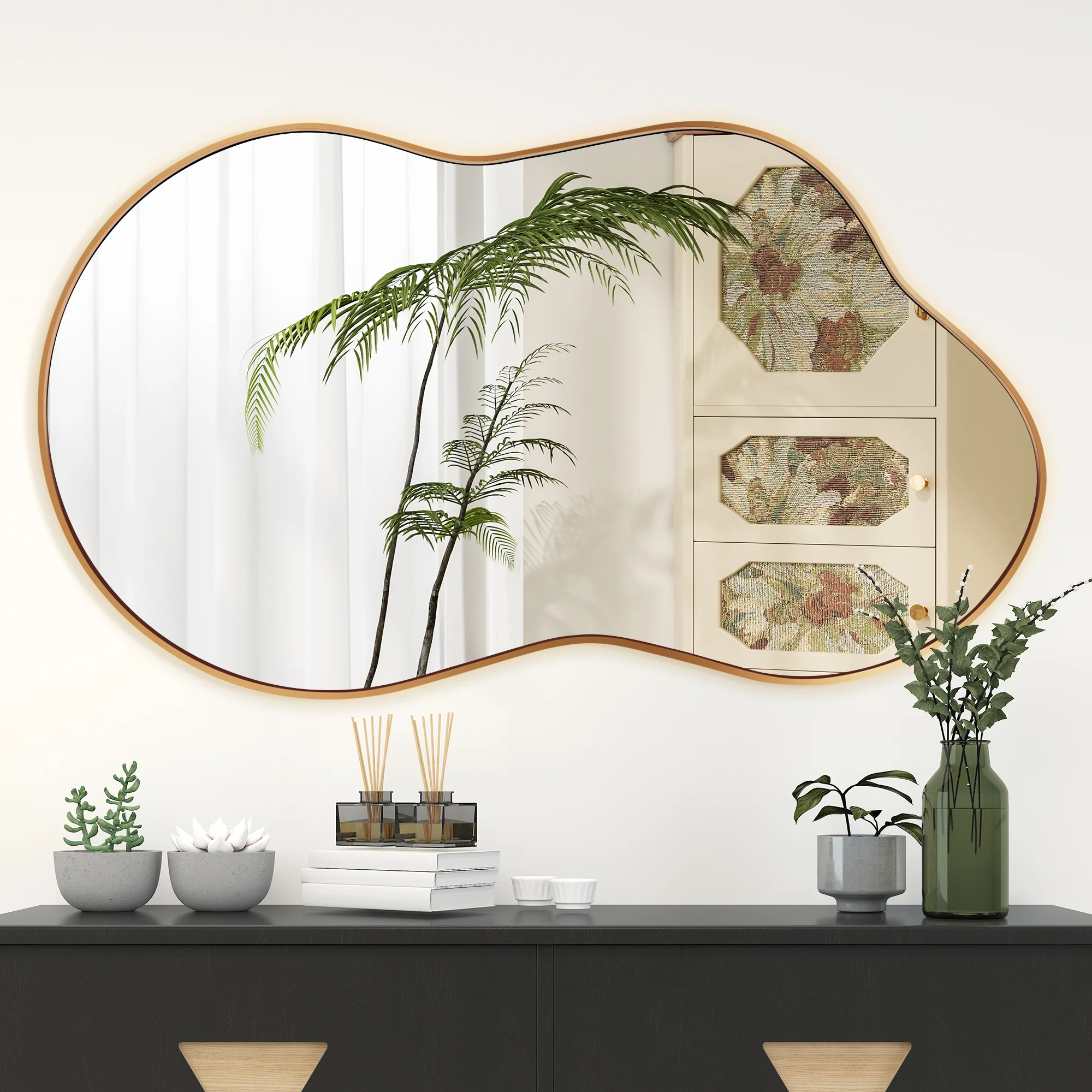 AUSTUFF Irregular Wall Mirror Cloud Shaped Bathroom Mirror 26