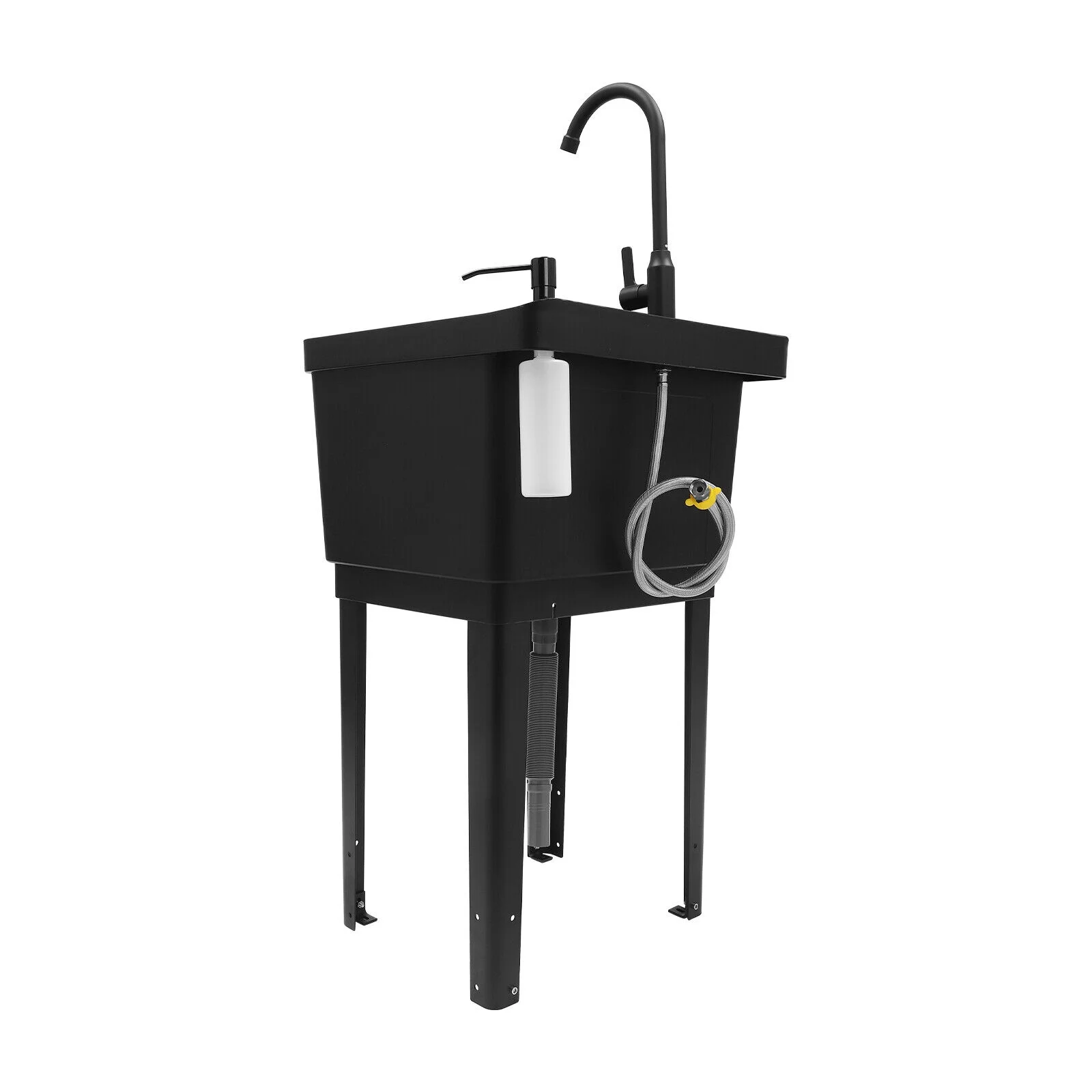 Black/White Laundry Utility Sink Tub Sink Freestanding Wash Station with Faucet White/Black