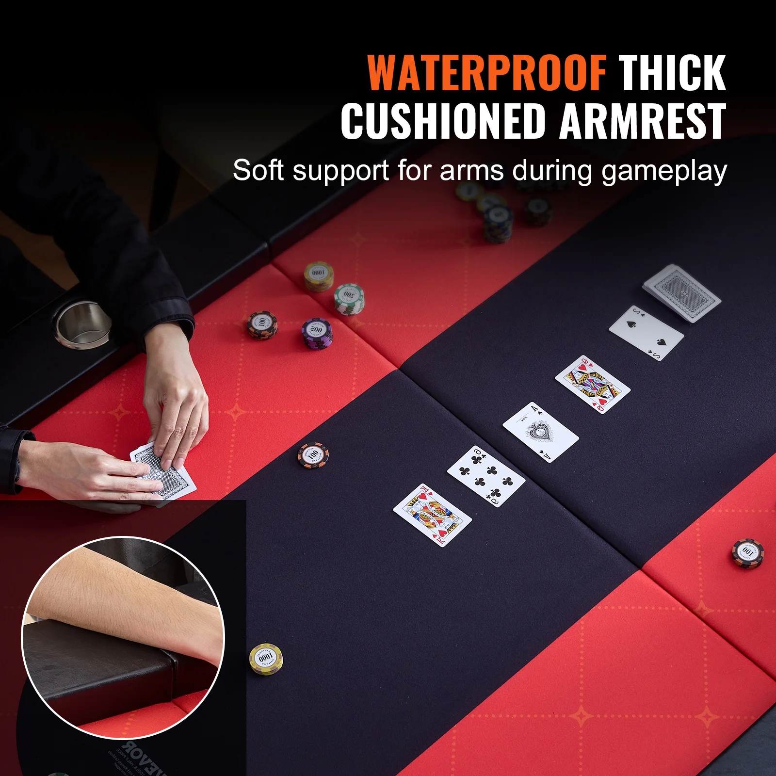 SKYSHALO 10 Player Oval Foldable Poker Table Casino Blackjack Texa Holdem Table 90